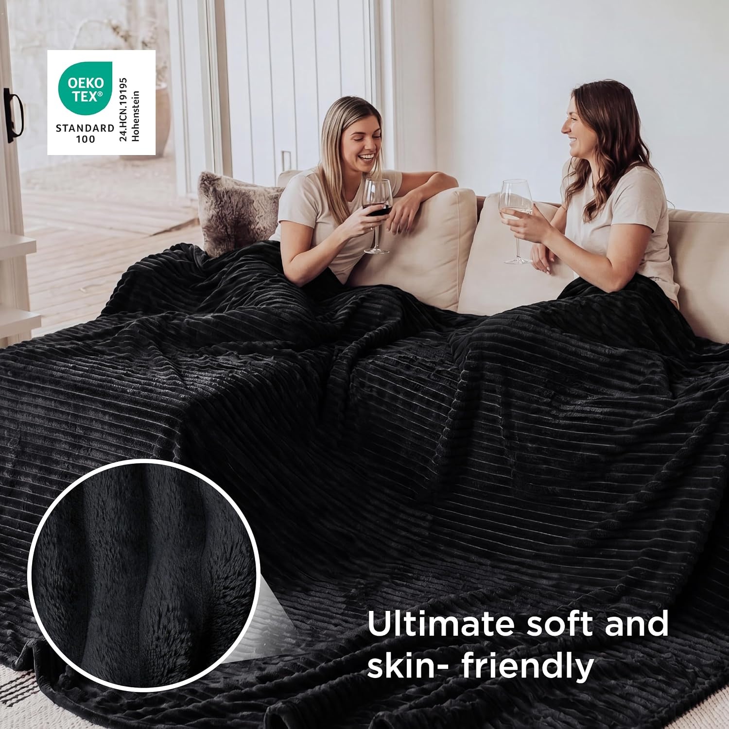 image:imageBedsure Soft Cozy Twin XL Blanket for Bed College Dorm Off White 66x90 Birthday Gifts for Women Mom Her Warm Lightweight Cozy Fluffy Throw Blanket Sofa Dorm Room Home Decor Machine WashableBlack