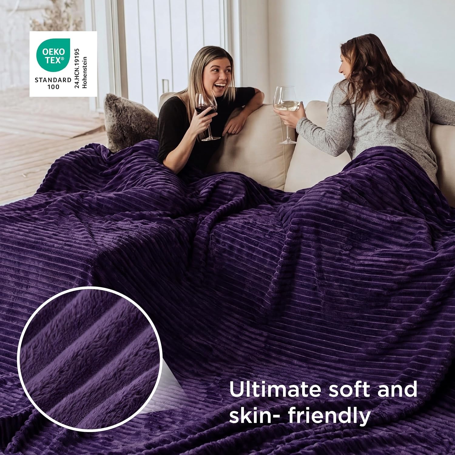 image:imageBedsure Soft Cozy Twin XL Blanket for Bed College Dorm Off White 66x90 Birthday Gifts for Women Mom Her Warm Lightweight Cozy Fluffy Throw Blanket Sofa Dorm Room Home Decor Machine WashablePurple