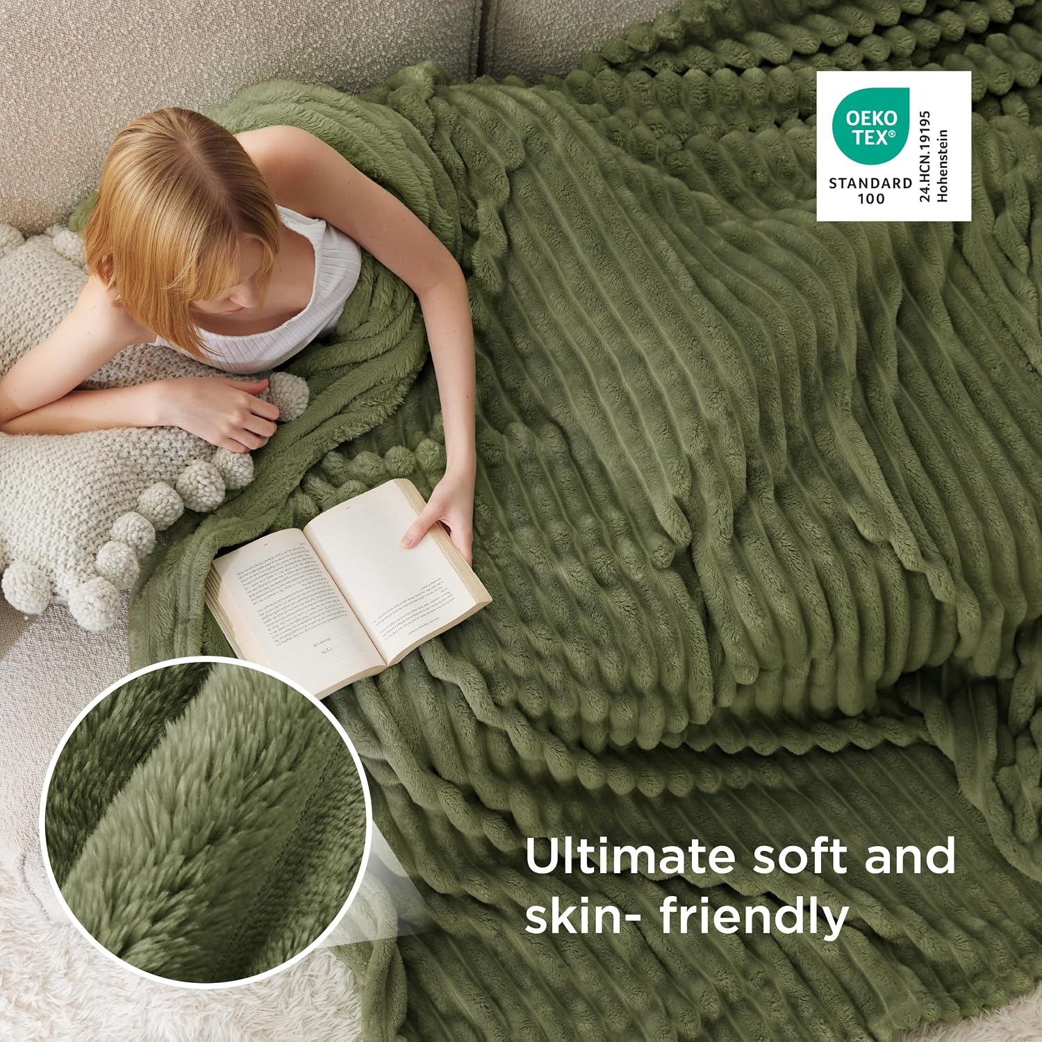 image:imageBedsure Soft Cozy Twin XL Blanket for Bed College Dorm Off White 66x90 Birthday Gifts for Women Mom Her Warm Lightweight Cozy Fluffy Throw Blanket Sofa Dorm Room Home Decor Machine WashableMoss