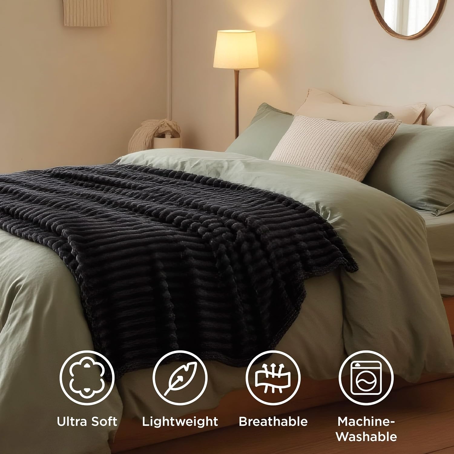 image:imageBedsure Soft Cozy Twin XL Blanket for Bed College Dorm Off White 66x90 Birthday Gifts for Women Mom Her Warm Lightweight Cozy Fluffy Throw Blanket Sofa Dorm Room Home Decor Machine WashableBlack