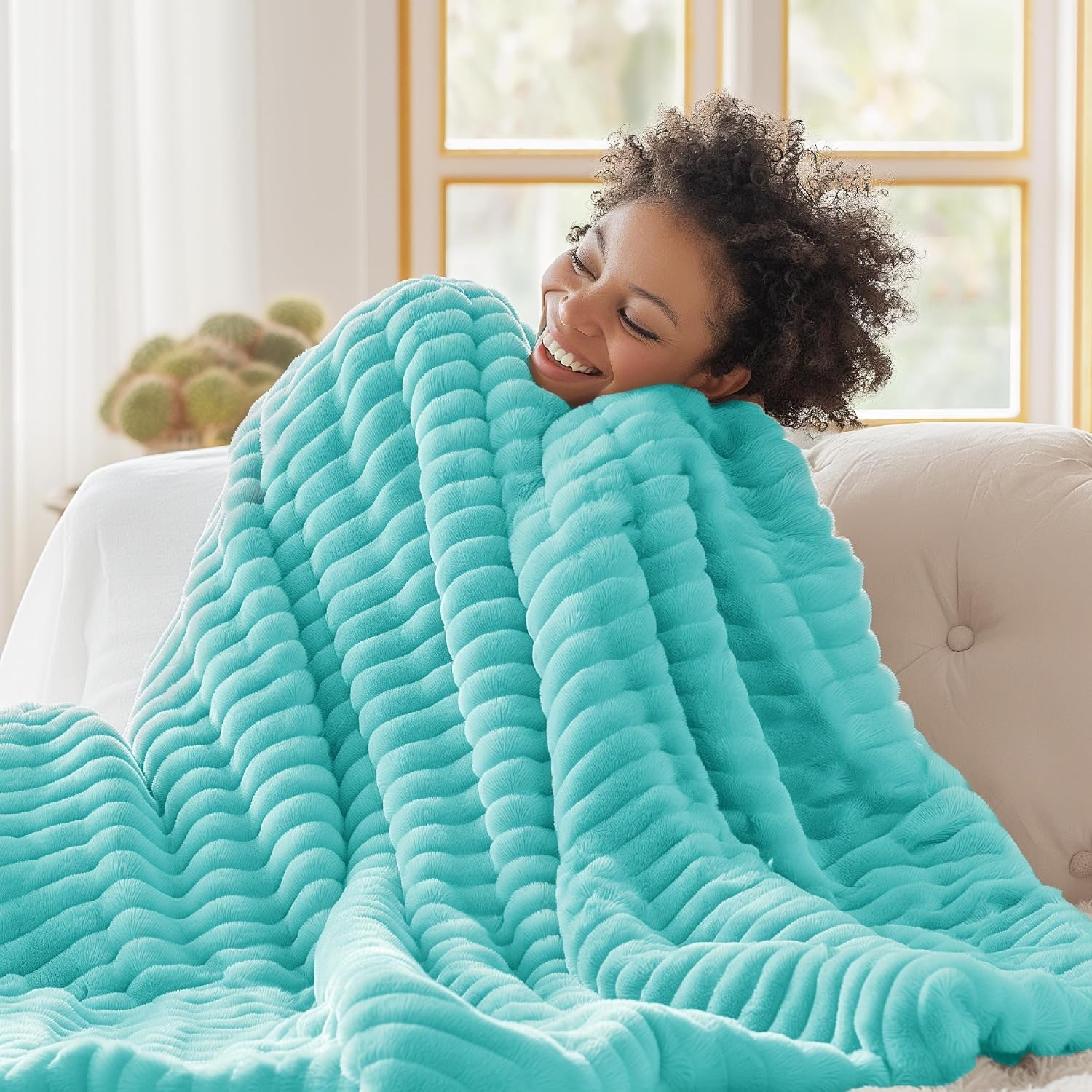 image:imageBedsure Soft Cozy Twin XL Blanket for Bed College Dorm Off White 66x90 Birthday Gifts for Women Mom Her Warm Lightweight Cozy Fluffy Throw Blanket Sofa Dorm Room Home Decor Machine WashableBlue Fog