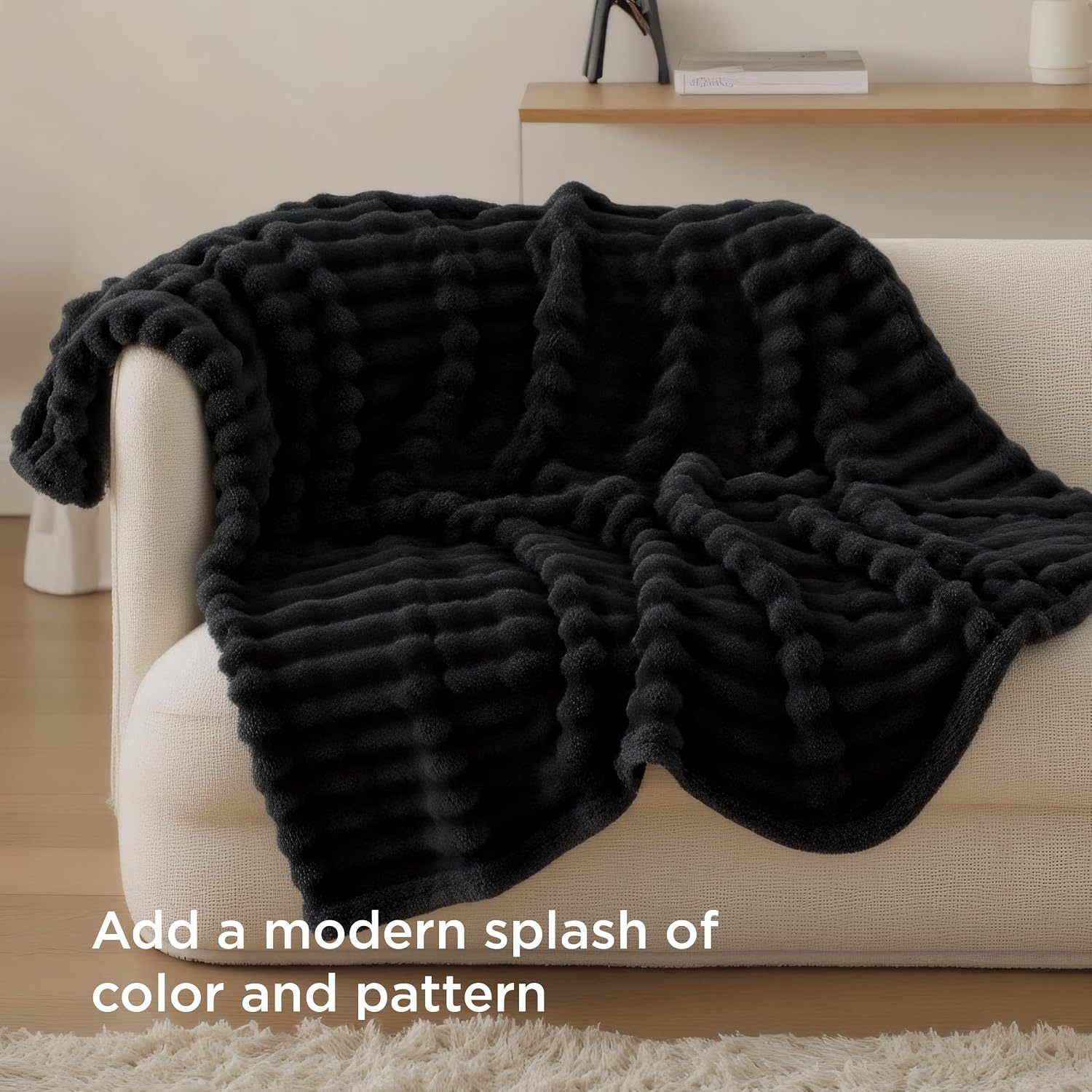 image:imageBedsure Soft Cozy Twin XL Blanket for Bed College Dorm Off White 66x90 Birthday Gifts for Women Mom Her Warm Lightweight Cozy Fluffy Throw Blanket Sofa Dorm Room Home Decor Machine WashableBlack