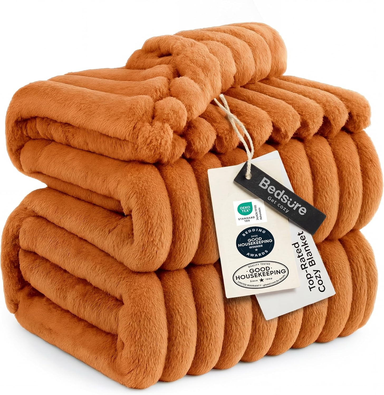 image:imageBedsure Soft Cozy Twin XL Blanket for Bed College Dorm Off White 66x90 Birthday Gifts for Women Mom Her Warm Lightweight Cozy Fluffy Throw Blanket Sofa Dorm Room Home Decor Machine WashableOrange
