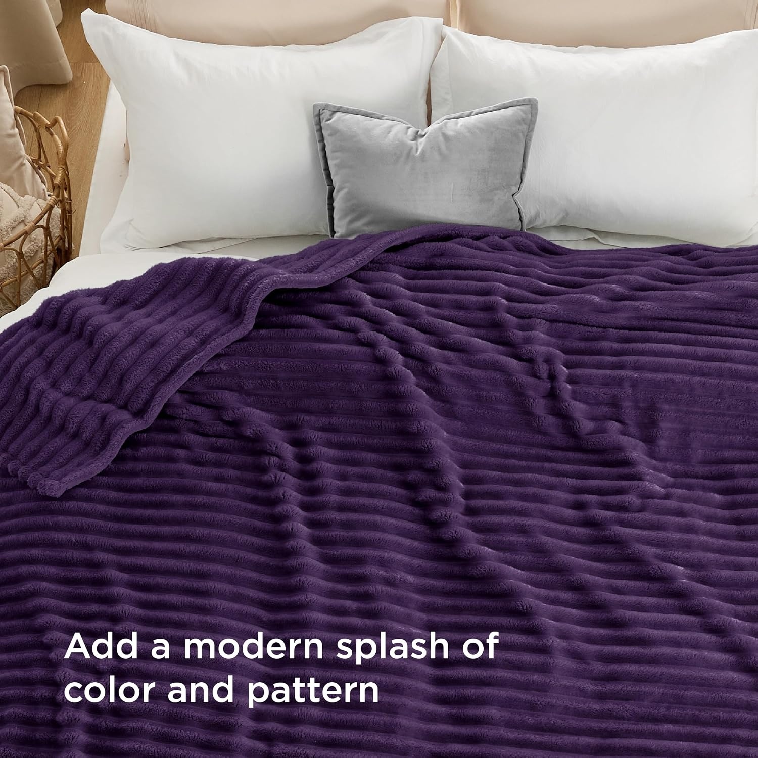 image:imageBedsure Soft Cozy Twin XL Blanket for Bed College Dorm Off White 66x90 Birthday Gifts for Women Mom Her Warm Lightweight Cozy Fluffy Throw Blanket Sofa Dorm Room Home Decor Machine WashablePurple