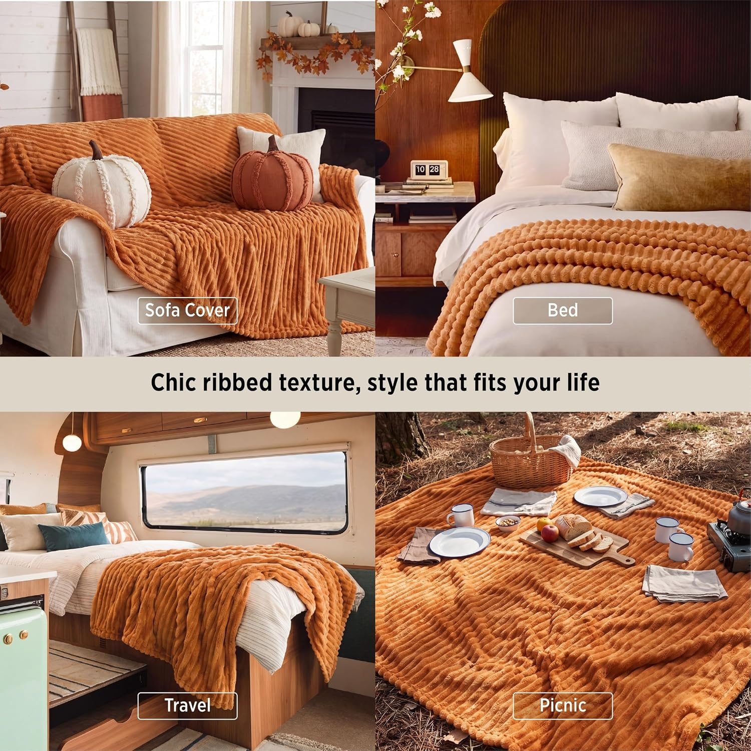 image:imageBedsure Soft Cozy Twin XL Blanket for Bed College Dorm Off White 66x90 Birthday Gifts for Women Mom Her Warm Lightweight Cozy Fluffy Throw Blanket Sofa Dorm Room Home Decor Machine WashableOrange