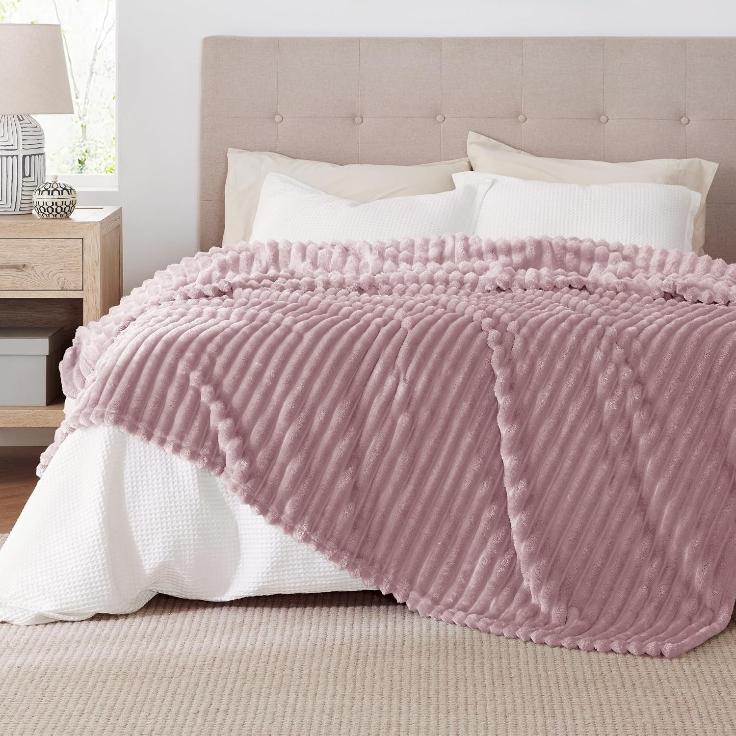 image:imageBedsure Soft Cozy Twin XL Blanket for Bed College Dorm Off White 66x90 Birthday Gifts for Women Mom Her Warm Lightweight Cozy Fluffy Throw Blanket Sofa Dorm Room Home Decor Machine WashablePink