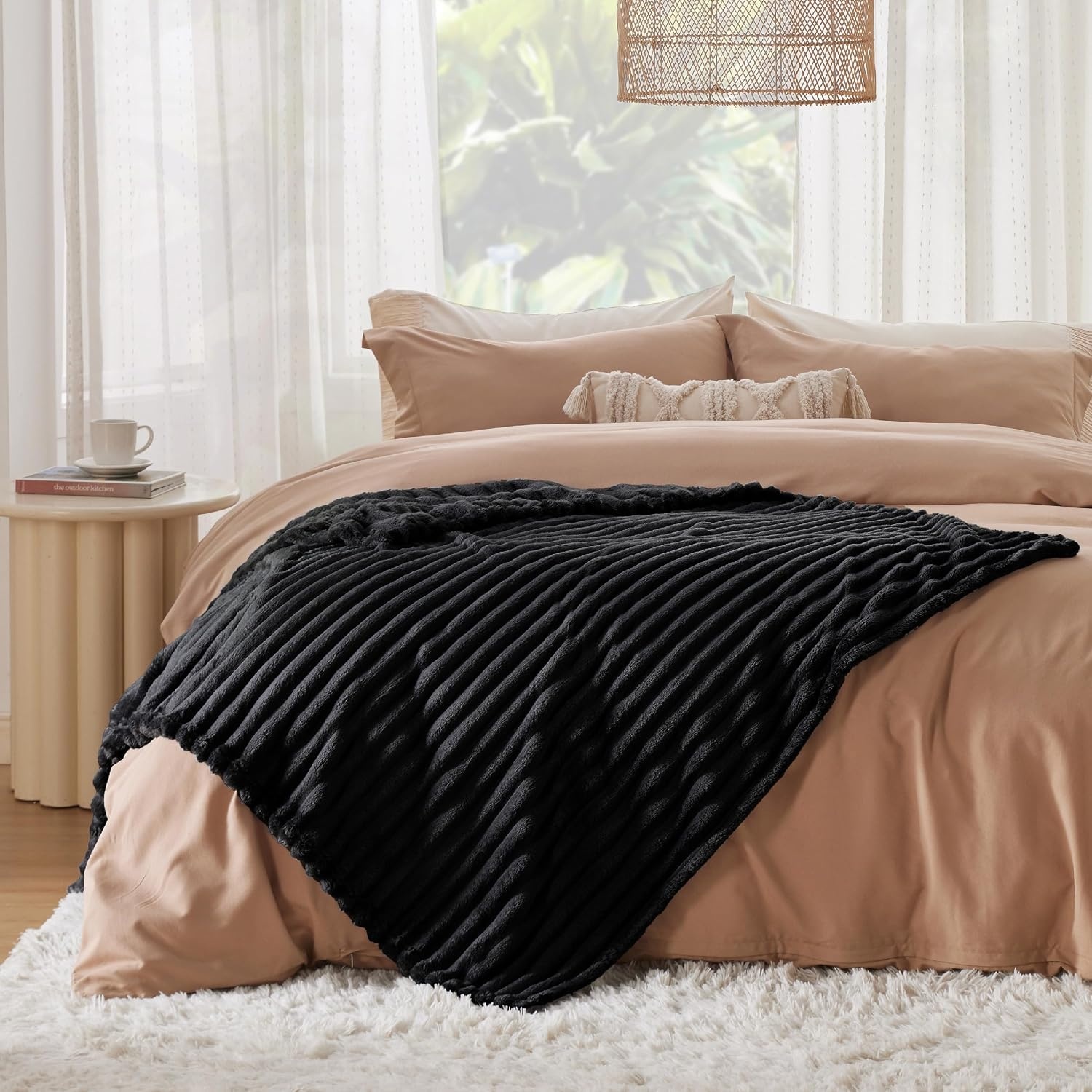 image:imageBedsure Soft Cozy Twin XL Blanket for Bed College Dorm Off White 66x90 Birthday Gifts for Women Mom Her Warm Lightweight Cozy Fluffy Throw Blanket Sofa Dorm Room Home Decor Machine WashableBlack
