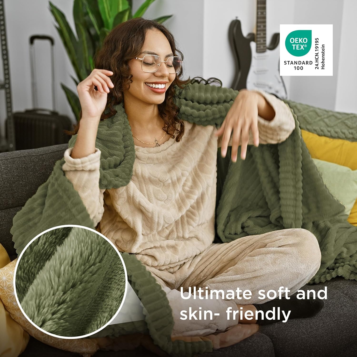 image:imageBedsure Soft Cozy Twin XL Blanket for Bed College Dorm Off White 66x90 Birthday Gifts for Women Mom Her Warm Lightweight Cozy Fluffy Throw Blanket Sofa Dorm Room Home Decor Machine WashableMoss