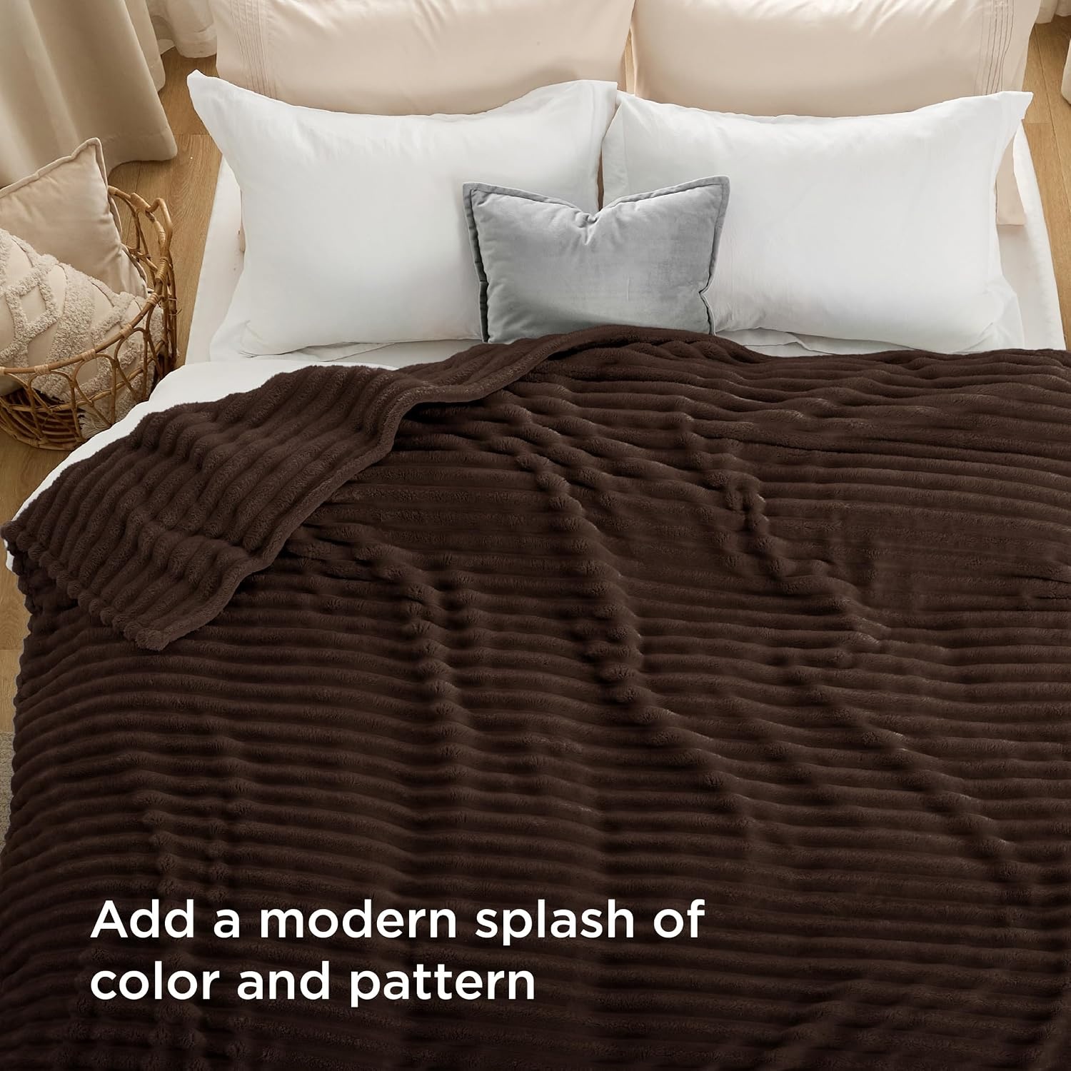 image:imageBedsure Soft Cozy Twin XL Blanket for Bed College Dorm Off White 66x90 Birthday Gifts for Women Mom Her Warm Lightweight Cozy Fluffy Throw Blanket Sofa Dorm Room Home Decor Machine WashableDark Chocolate