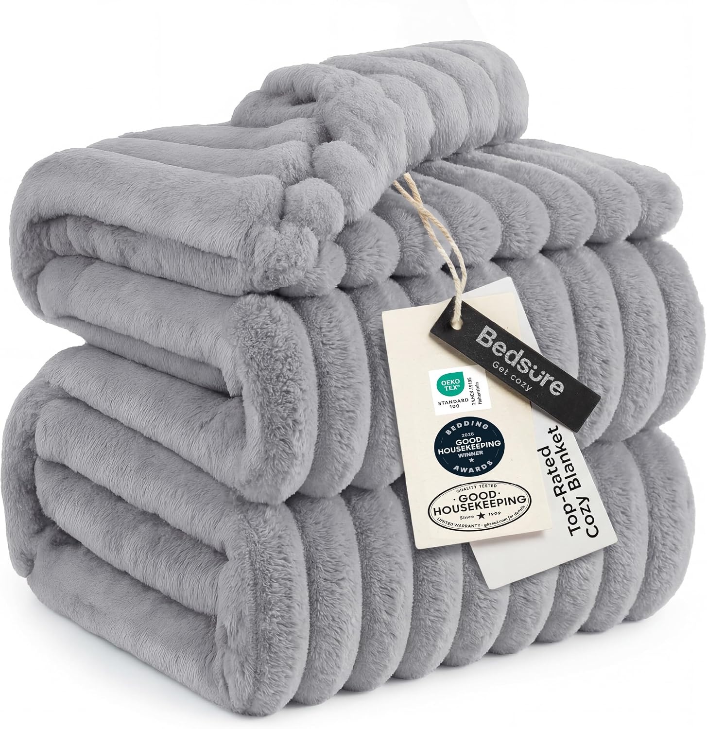 image:imageBedsure Soft Cozy Twin XL Blanket for Bed College Dorm Off White 66x90 Birthday Gifts for Women Mom Her Warm Lightweight Cozy Fluffy Throw Blanket Sofa Dorm Room Home Decor Machine WashableLight Grey