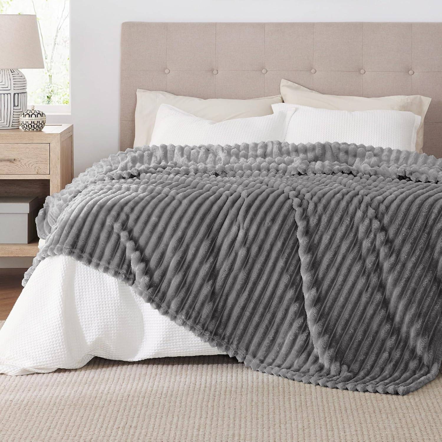 image:imageBedsure Soft Cozy Twin XL Blanket for Bed College Dorm Off White 66x90 Birthday Gifts for Women Mom Her Warm Lightweight Cozy Fluffy Throw Blanket Sofa Dorm Room Home Decor Machine WashableFrost Gray