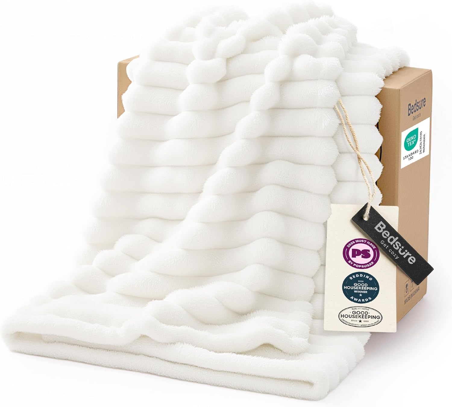 image:imageBedsure Soft Cozy Twin XL Blanket for Bed College Dorm Off White 66x90 Birthday Gifts for Women Mom Her Warm Lightweight Cozy Fluffy Throw Blanket Sofa Dorm Room Home Decor Machine WashableOff White