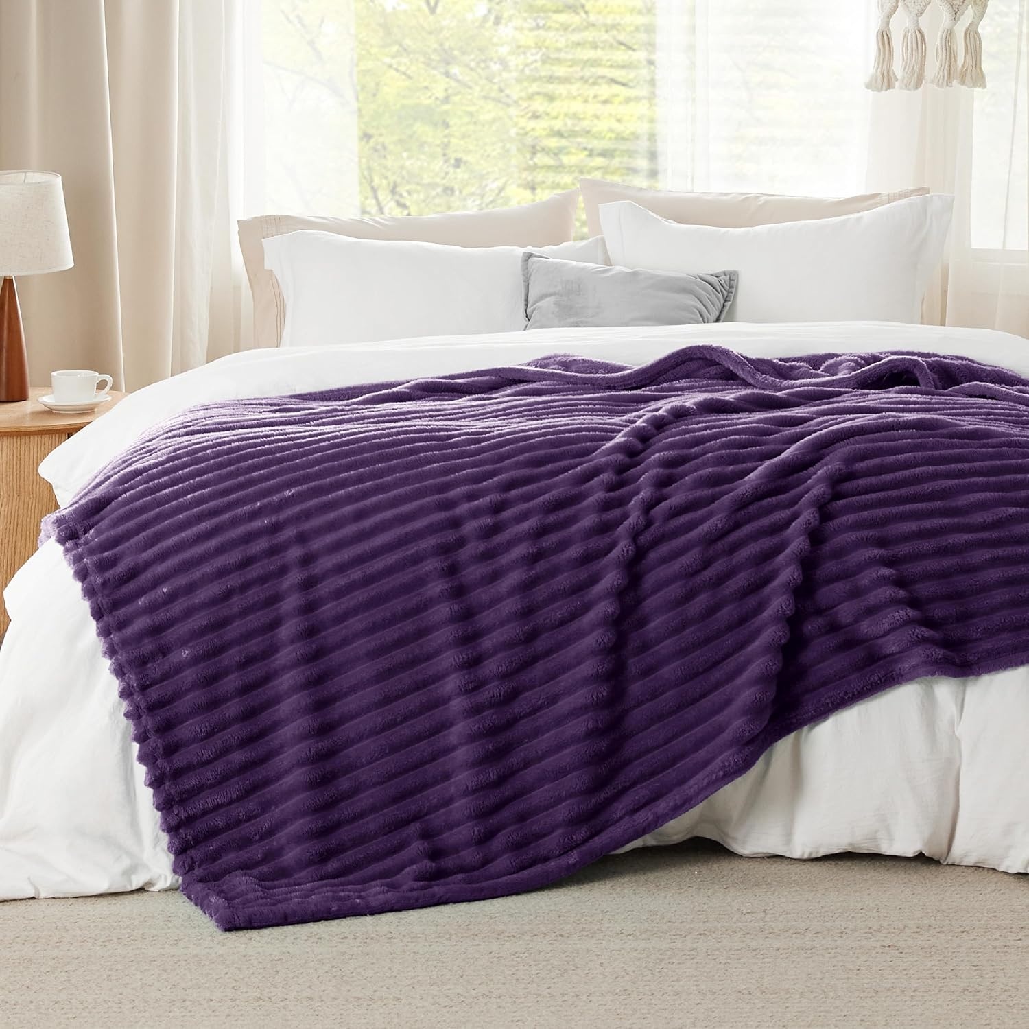 image:imageBedsure Soft Cozy Twin XL Blanket for Bed College Dorm Off White 66x90 Birthday Gifts for Women Mom Her Warm Lightweight Cozy Fluffy Throw Blanket Sofa Dorm Room Home Decor Machine WashablePurple