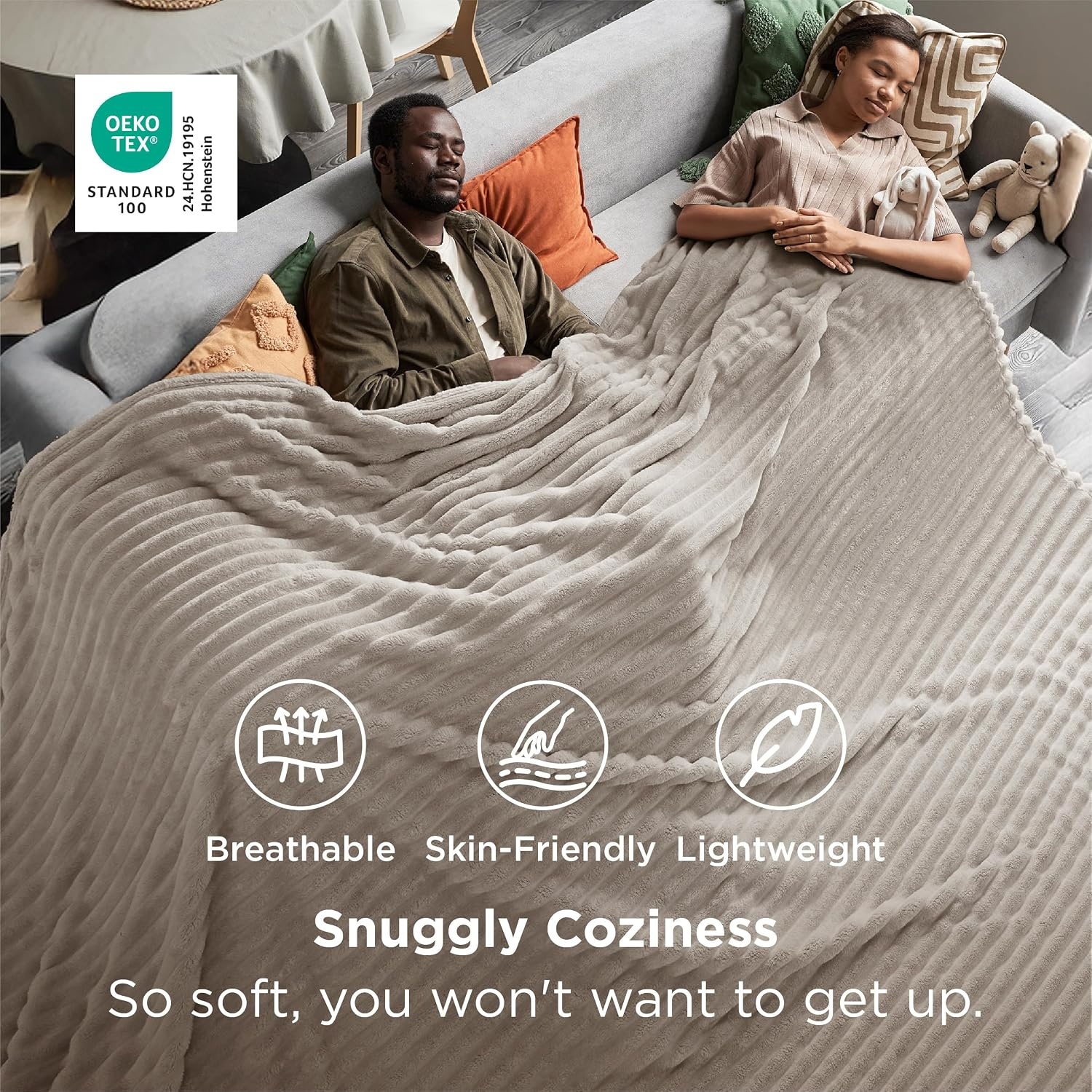 image:imageBedsure Soft Cozy Twin XL Blanket for Bed College Dorm Off White 66x90 Birthday Gifts for Women Mom Her Warm Lightweight Cozy Fluffy Throw Blanket Sofa Dorm Room Home Decor Machine WashableBeige