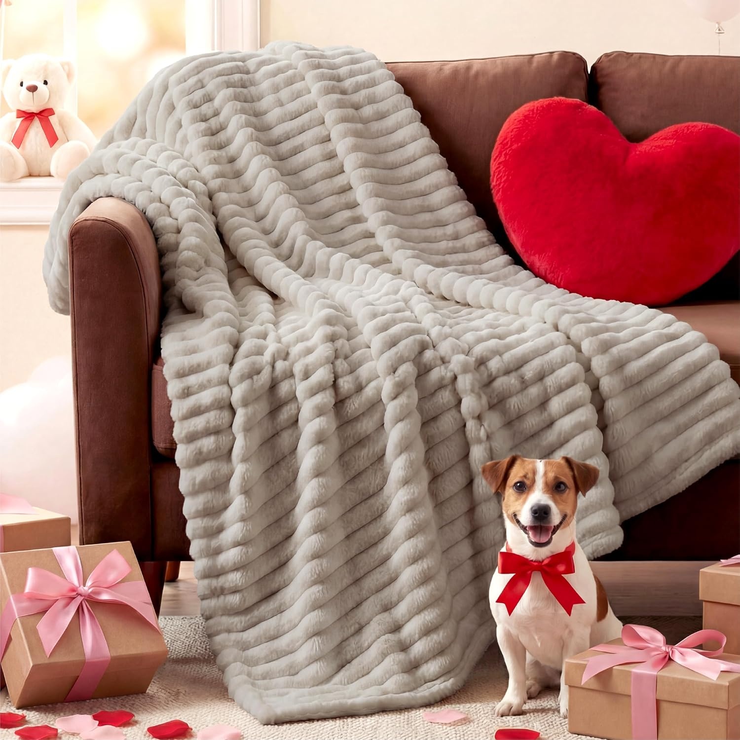 image:imageBedsure Soft Cozy Twin XL Blanket for Bed College Dorm Off White 66x90 Birthday Gifts for Women Mom Her Warm Lightweight Cozy Fluffy Throw Blanket Sofa Dorm Room Home Decor Machine WashableBeige