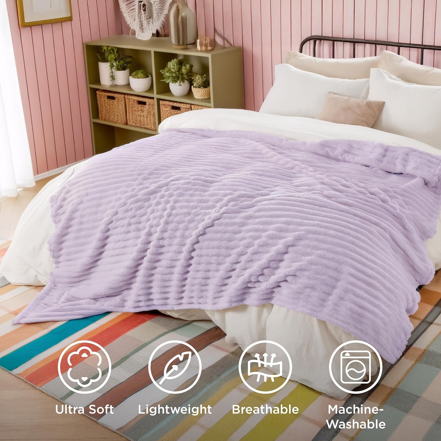 image:imageBedsure Soft Cozy Twin XL Blanket for Bed College Dorm Off White 66x90 Birthday Gifts for Women Mom Her Warm Lightweight Cozy Fluffy Throw Blanket Sofa Dorm Room Home Decor Machine WashableLavender Fog