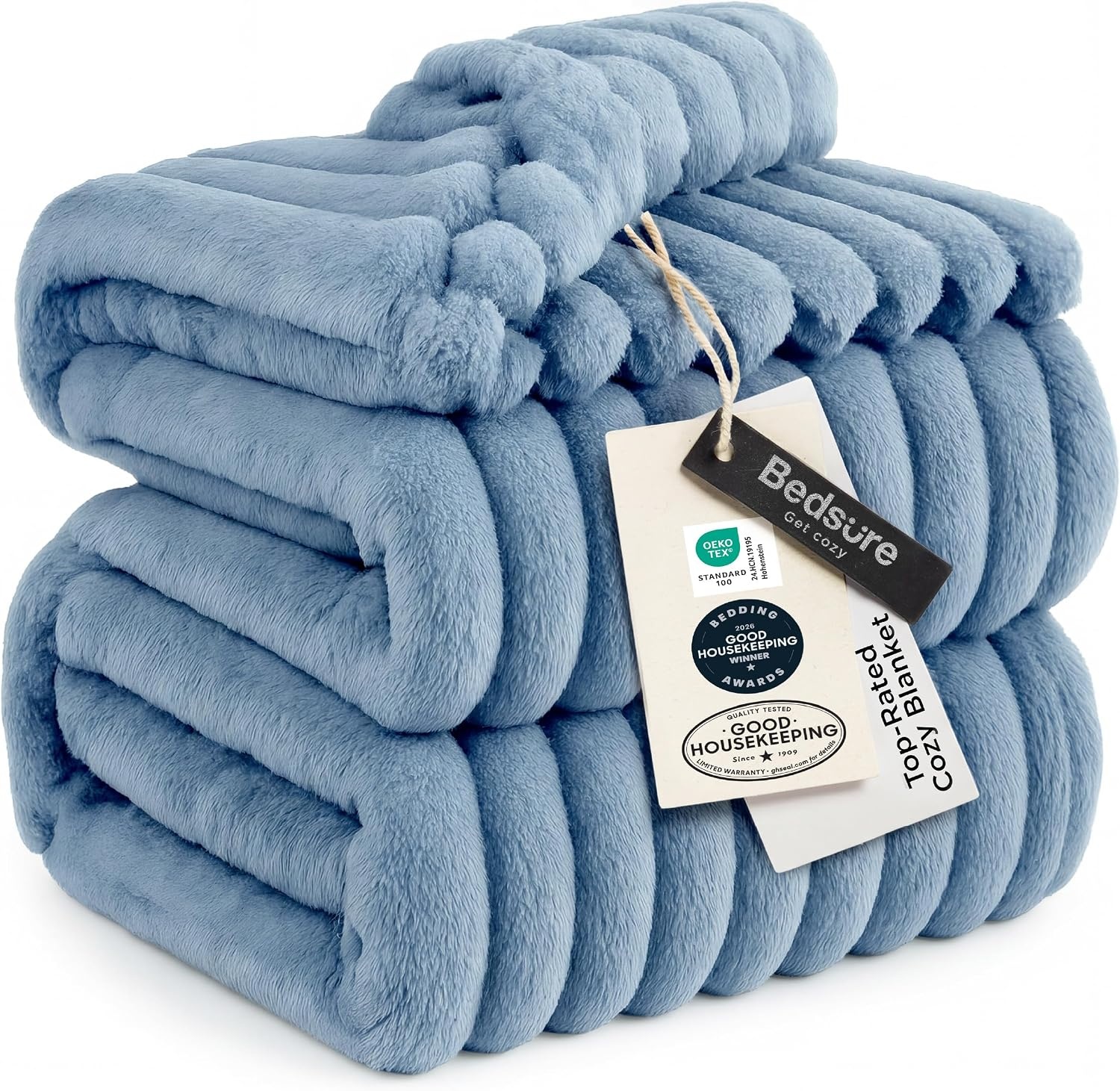 image:imageBedsure Soft Cozy Twin XL Blanket for Bed College Dorm Off White 66x90 Birthday Gifts for Women Mom Her Warm Lightweight Cozy Fluffy Throw Blanket Sofa Dorm Room Home Decor Machine WashableBlue