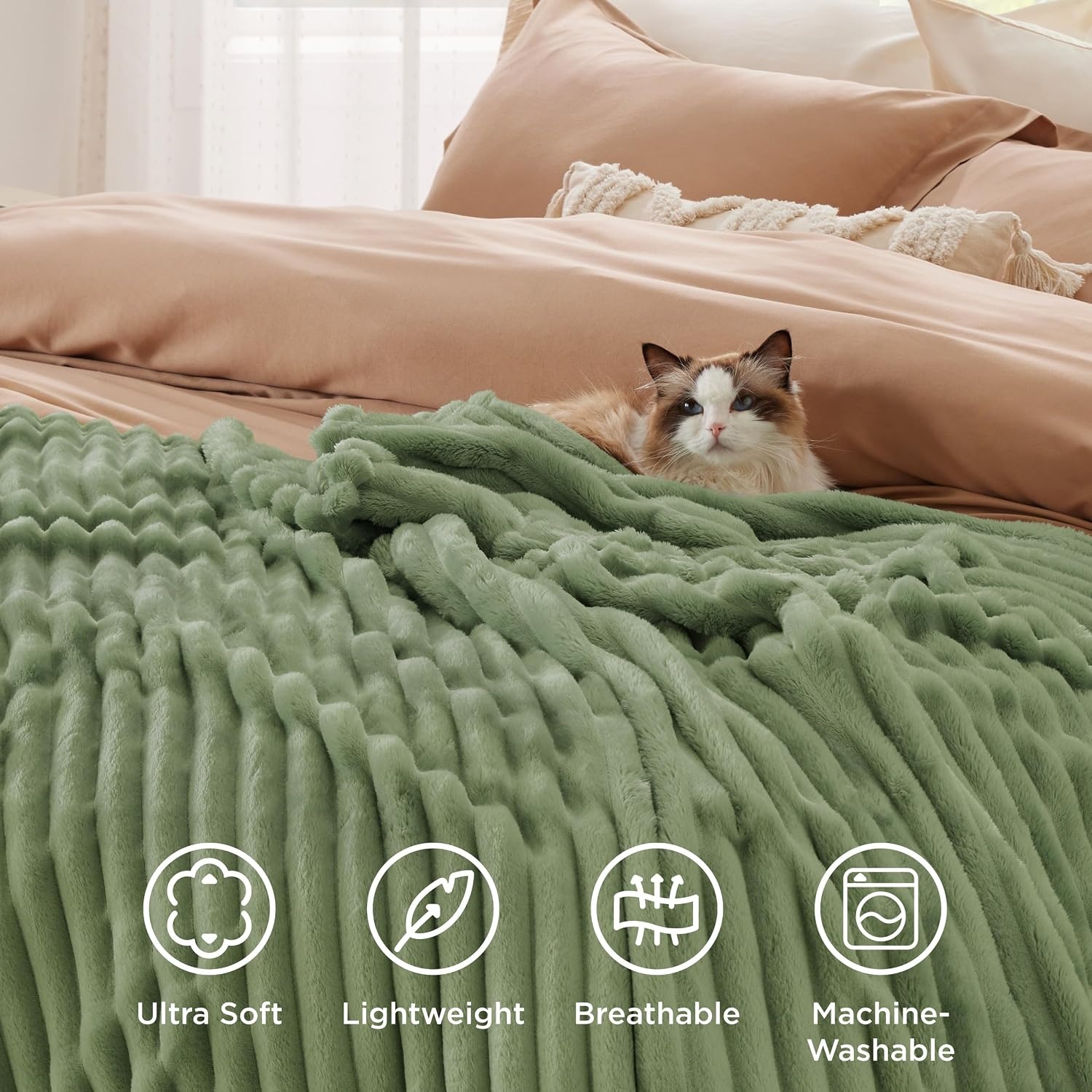 image:imageBedsure Soft Cozy Twin XL Blanket for Bed College Dorm Off White 66x90 Birthday Gifts for Women Mom Her Warm Lightweight Cozy Fluffy Throw Blanket Sofa Dorm Room Home Decor Machine WashableReseda