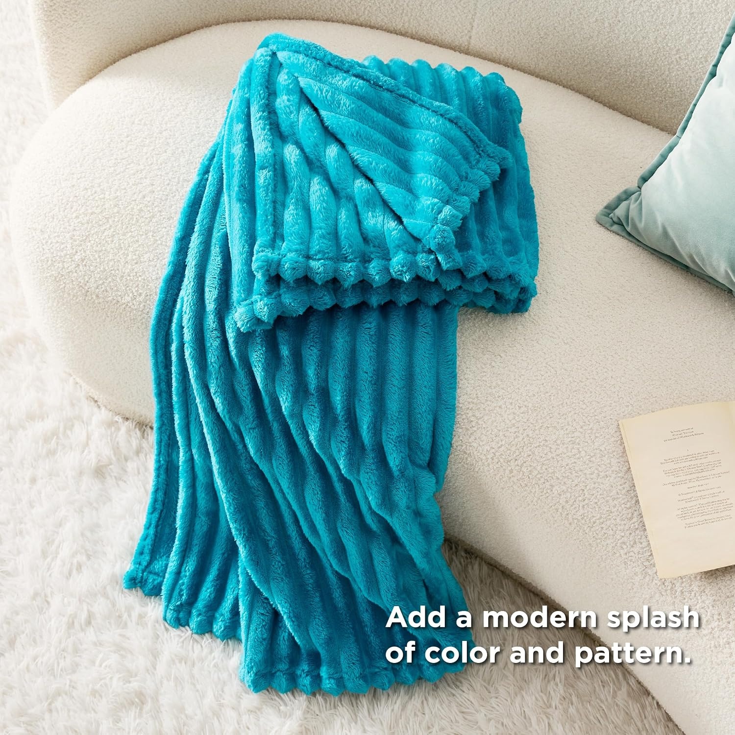 image:imageBedsure Soft Cozy Twin XL Blanket for Bed College Dorm Off White 66x90 Birthday Gifts for Women Mom Her Warm Lightweight Cozy Fluffy Throw Blanket Sofa Dorm Room Home Decor Machine WashableTeal