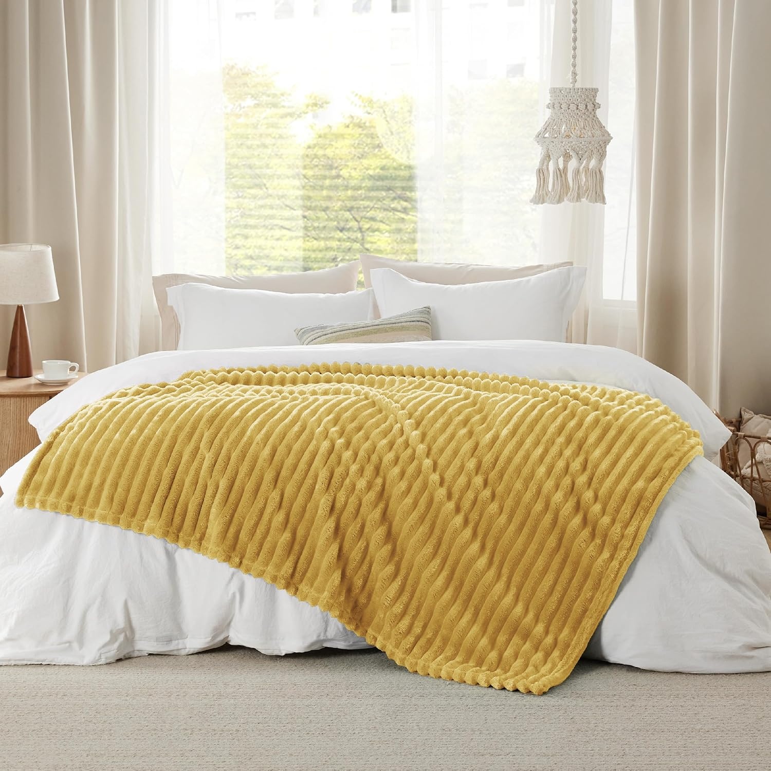image:imageBedsure Soft Cozy Twin XL Blanket for Bed College Dorm Off White 66x90 Birthday Gifts for Women Mom Her Warm Lightweight Cozy Fluffy Throw Blanket Sofa Dorm Room Home Decor Machine WashableYellow
