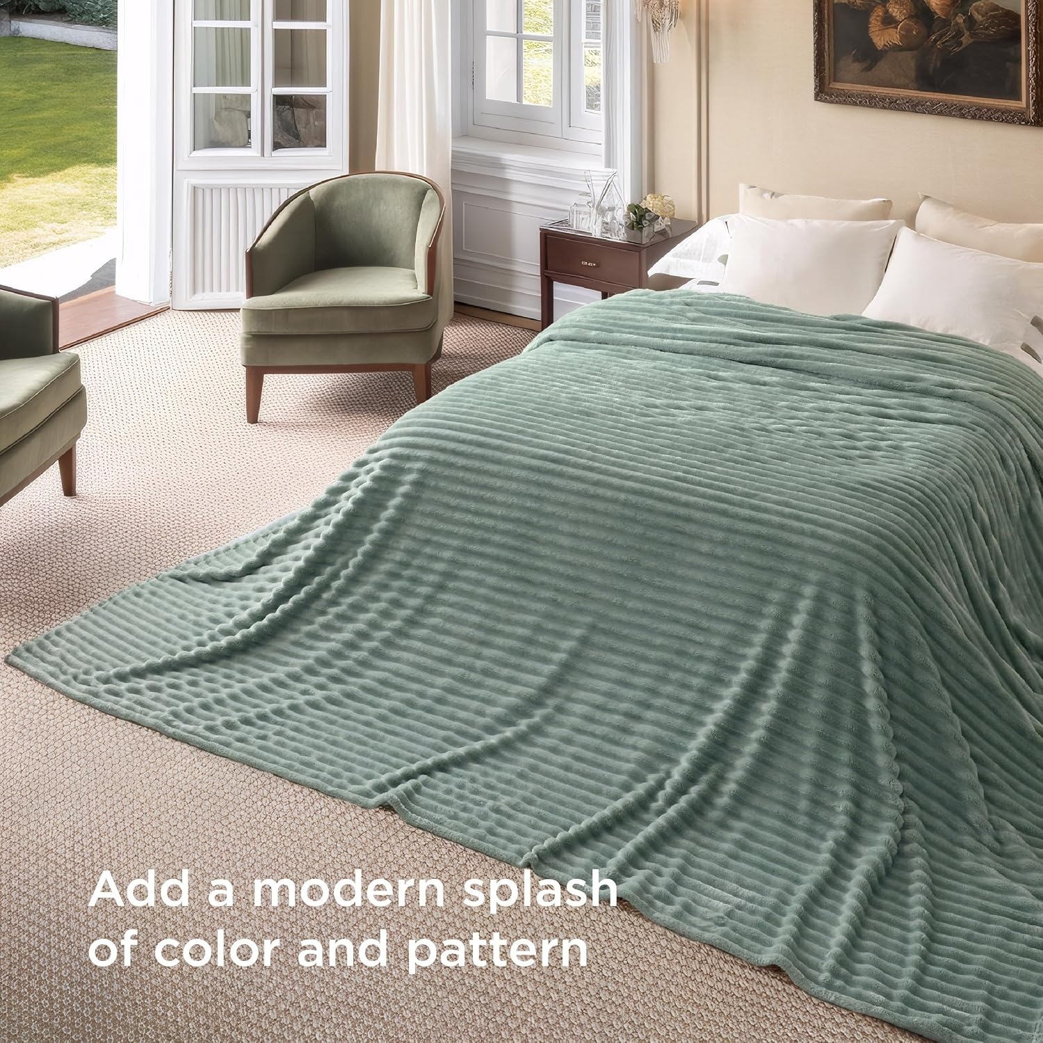 image:imageBedsure Soft Cozy Twin XL Blanket for Bed College Dorm Off White 66x90 Birthday Gifts for Women Mom Her Warm Lightweight Cozy Fluffy Throw Blanket Sofa Dorm Room Home Decor Machine WashableSage Green