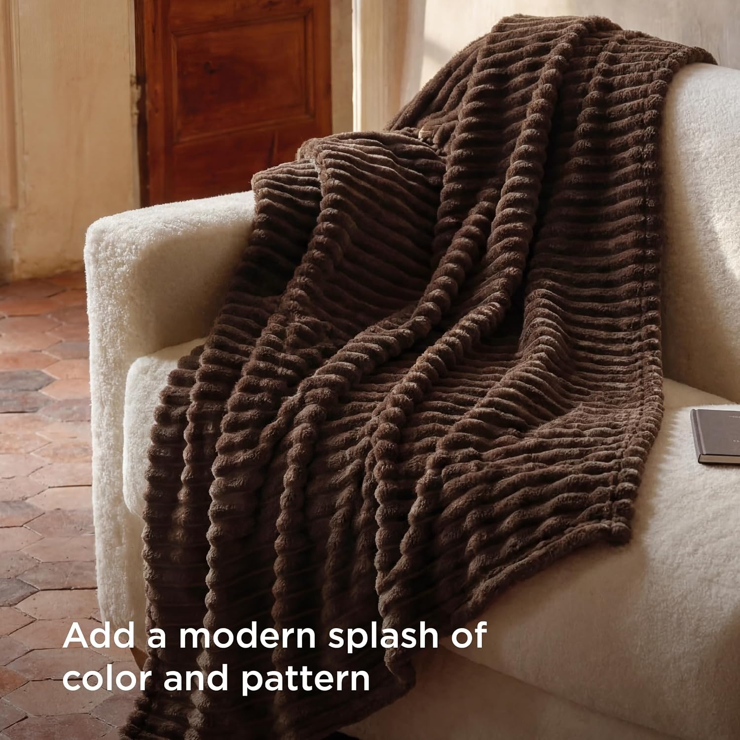 image:imageBedsure Soft Cozy Twin XL Blanket for Bed College Dorm Off White 66x90 Birthday Gifts for Women Mom Her Warm Lightweight Cozy Fluffy Throw Blanket Sofa Dorm Room Home Decor Machine WashableDark Chocolate
