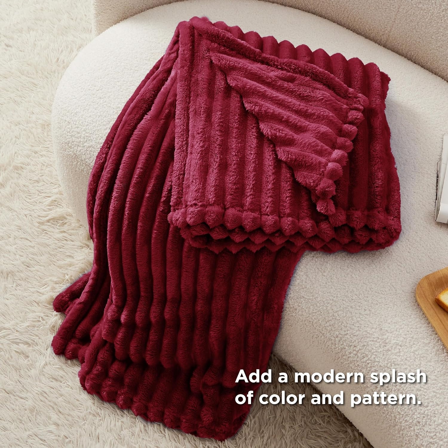 image:imageBedsure Soft Cozy Twin XL Blanket for Bed College Dorm Off White 66x90 Birthday Gifts for Women Mom Her Warm Lightweight Cozy Fluffy Throw Blanket Sofa Dorm Room Home Decor Machine WashableDeep Red