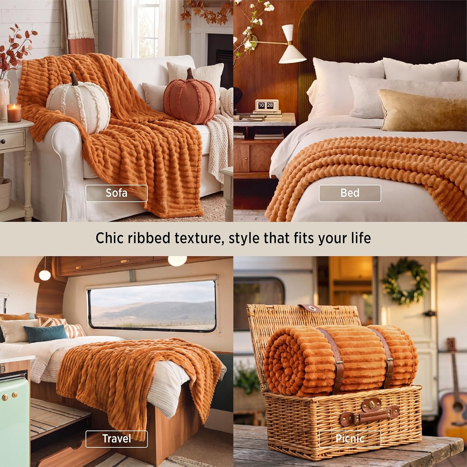 image:imageBedsure Soft Cozy Twin XL Blanket for Bed College Dorm Off White 66x90 Birthday Gifts for Women Mom Her Warm Lightweight Cozy Fluffy Throw Blanket Sofa Dorm Room Home Decor Machine WashableOrange