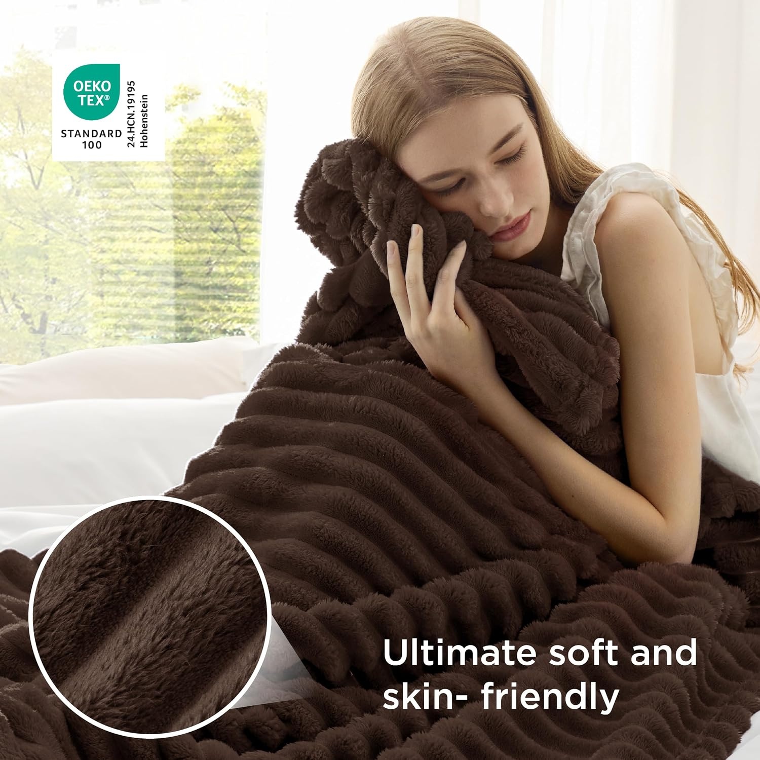 image:imageBedsure Soft Cozy Twin XL Blanket for Bed College Dorm Off White 66x90 Birthday Gifts for Women Mom Her Warm Lightweight Cozy Fluffy Throw Blanket Sofa Dorm Room Home Decor Machine WashableDark Chocolate