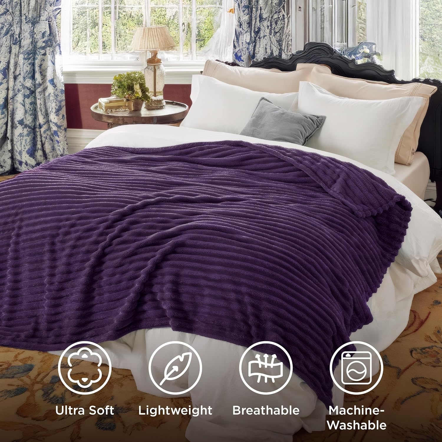 image:imageBedsure Soft Cozy Twin XL Blanket for Bed College Dorm Off White 66x90 Birthday Gifts for Women Mom Her Warm Lightweight Cozy Fluffy Throw Blanket Sofa Dorm Room Home Decor Machine WashablePurple