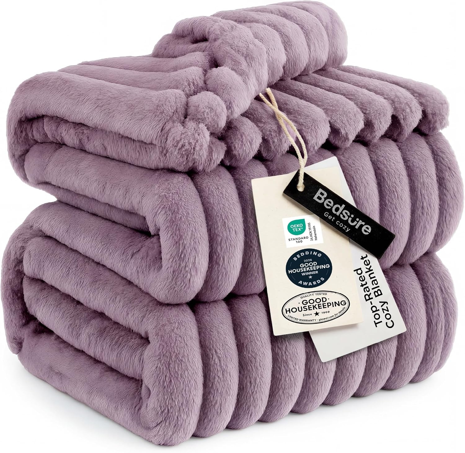 image:imageBedsure Soft Cozy Twin XL Blanket for Bed College Dorm Off White 66x90 Birthday Gifts for Women Mom Her Warm Lightweight Cozy Fluffy Throw Blanket Sofa Dorm Room Home Decor Machine WashableLight Purple