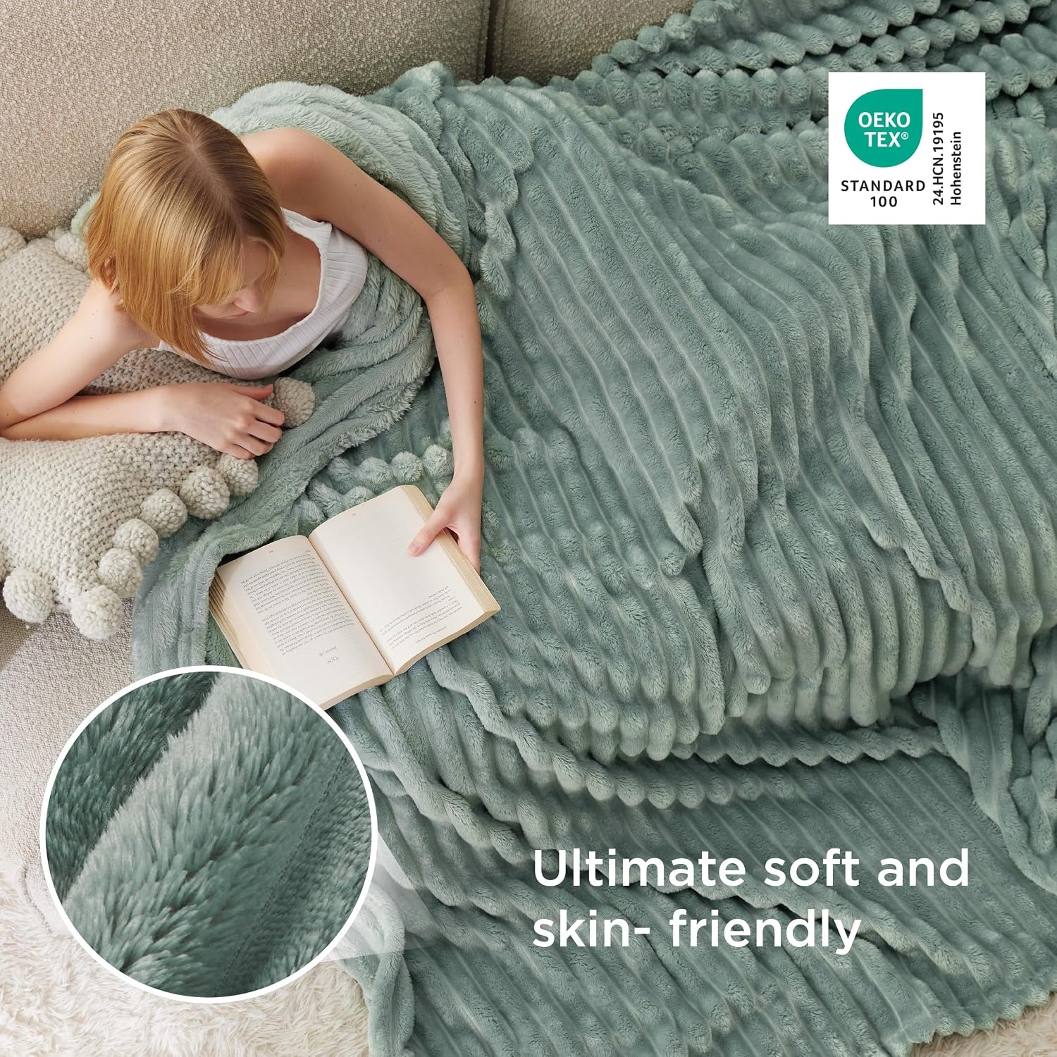 image:imageBedsure Soft Cozy Twin XL Blanket for Bed College Dorm Off White 66x90 Birthday Gifts for Women Mom Her Warm Lightweight Cozy Fluffy Throw Blanket Sofa Dorm Room Home Decor Machine WashableSage Green