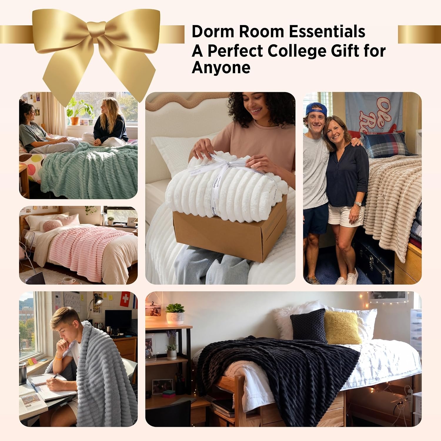 image:imageBedsure Soft Cozy Twin XL Blanket for Bed College Dorm Off White 66x90 Birthday Gifts for Women Mom Her Warm Lightweight Cozy Fluffy Throw Blanket Sofa Dorm Room Home Decor Machine WashableOff White