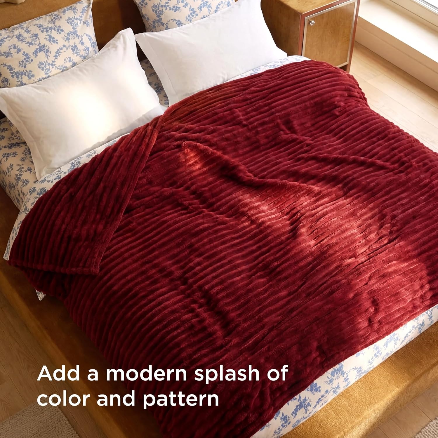 image:imageBedsure Soft Cozy Twin XL Blanket for Bed College Dorm Off White 66x90 Birthday Gifts for Women Mom Her Warm Lightweight Cozy Fluffy Throw Blanket Sofa Dorm Room Home Decor Machine WashableRed
