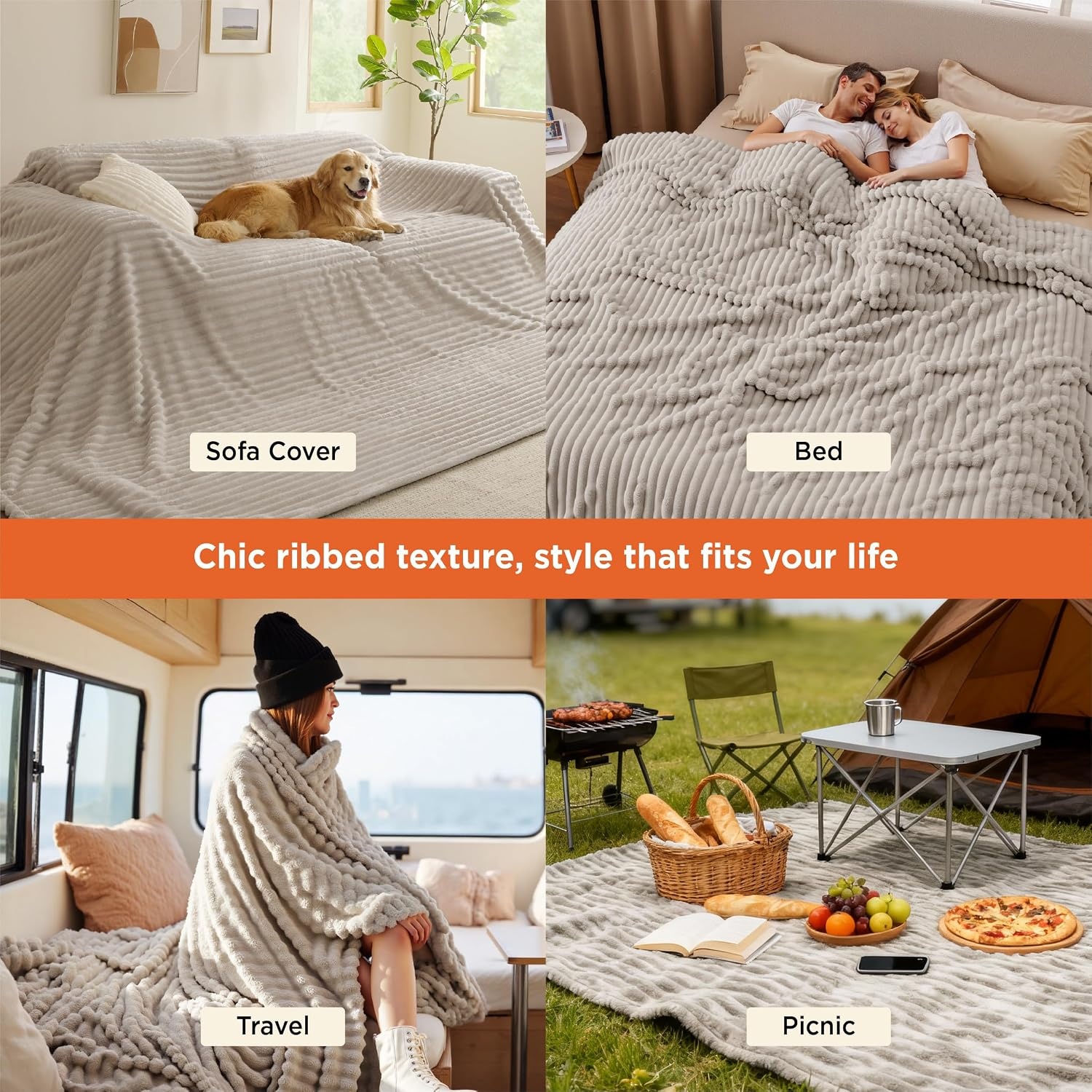 image:imageBedsure Soft Cozy Twin XL Blanket for Bed College Dorm Off White 66x90 Birthday Gifts for Women Mom Her Warm Lightweight Cozy Fluffy Throw Blanket Sofa Dorm Room Home Decor Machine WashableBeige