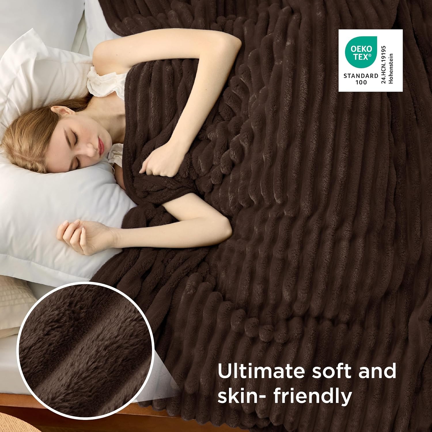 image:imageBedsure Soft Cozy Twin XL Blanket for Bed College Dorm Off White 66x90 Birthday Gifts for Women Mom Her Warm Lightweight Cozy Fluffy Throw Blanket Sofa Dorm Room Home Decor Machine WashableDark Chocolate