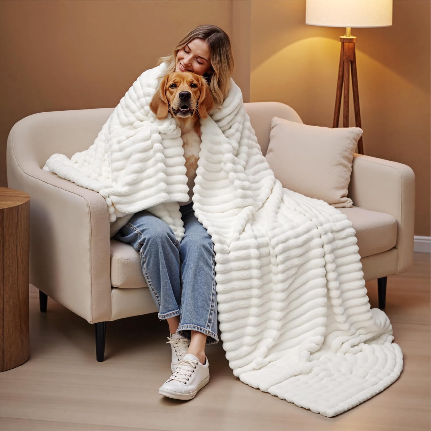 image:imageBedsure Soft Cozy Twin XL Blanket for Bed College Dorm Off White 66x90 Birthday Gifts for Women Mom Her Warm Lightweight Cozy Fluffy Throw Blanket Sofa Dorm Room Home Decor Machine WashableOff White