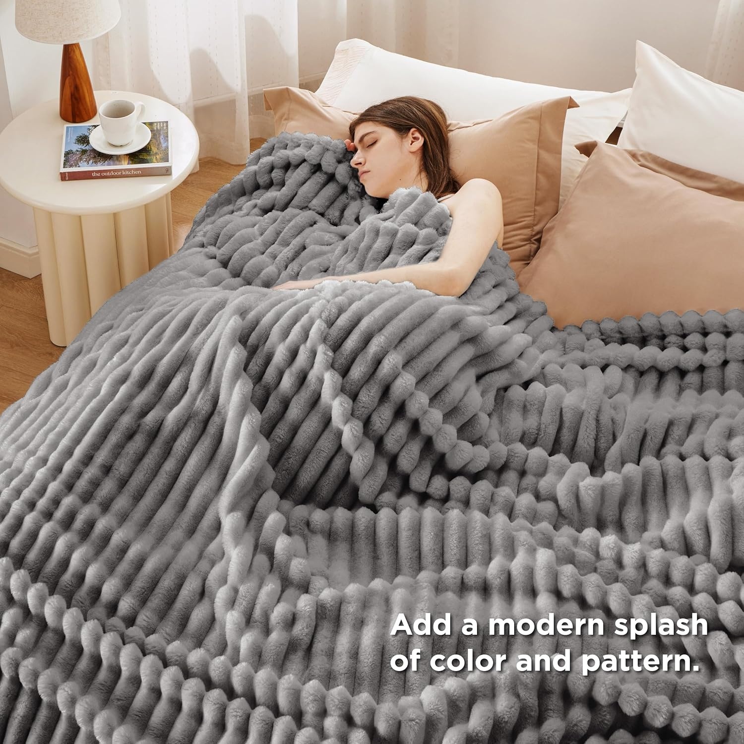 image:imageBedsure Soft Cozy Twin XL Blanket for Bed College Dorm Off White 66x90 Birthday Gifts for Women Mom Her Warm Lightweight Cozy Fluffy Throw Blanket Sofa Dorm Room Home Decor Machine WashableFrost Gray