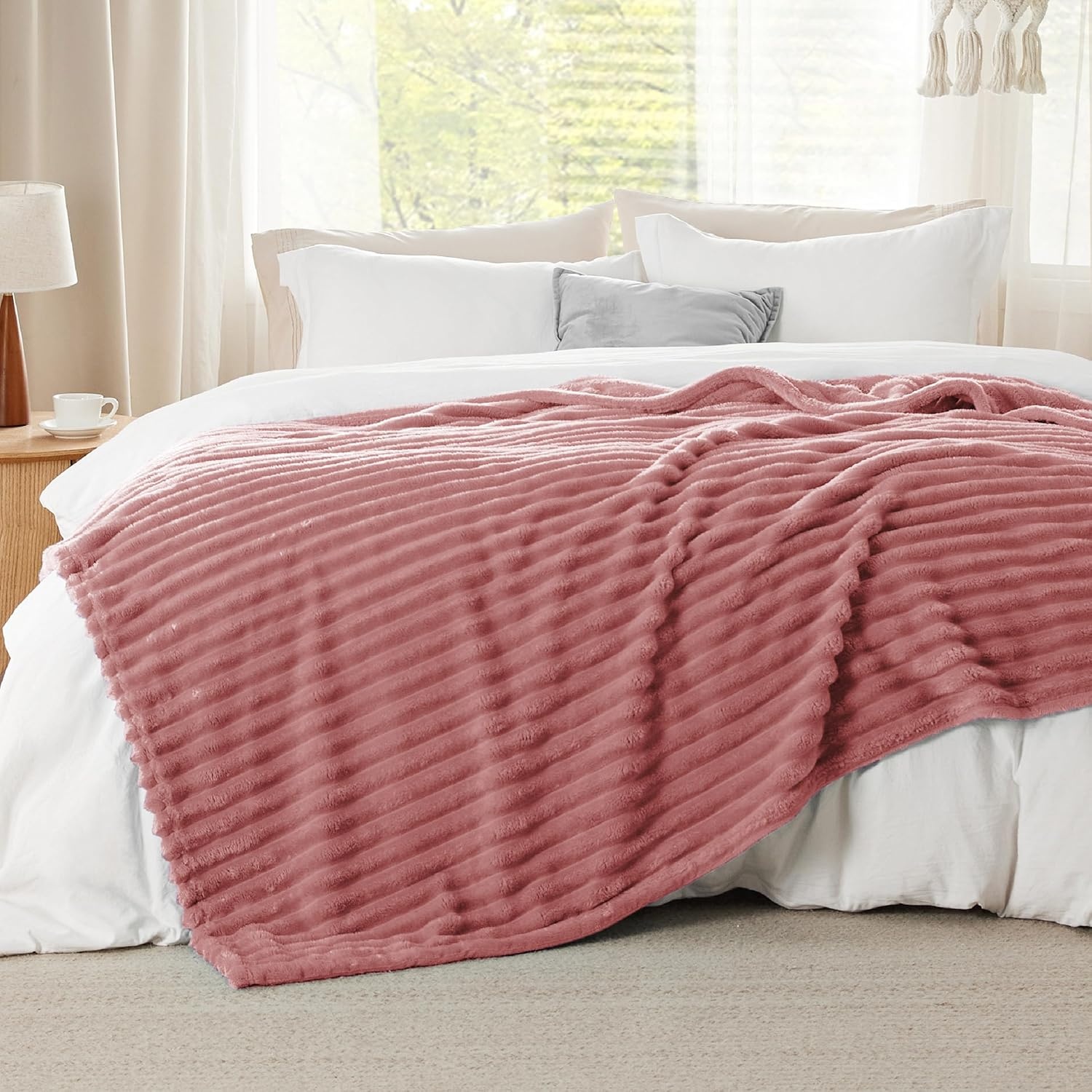 image:imageBedsure Soft Cozy Twin XL Blanket for Bed College Dorm Off White 66x90 Birthday Gifts for Women Mom Her Warm Lightweight Cozy Fluffy Throw Blanket Sofa Dorm Room Home Decor Machine WashableDusty Pink