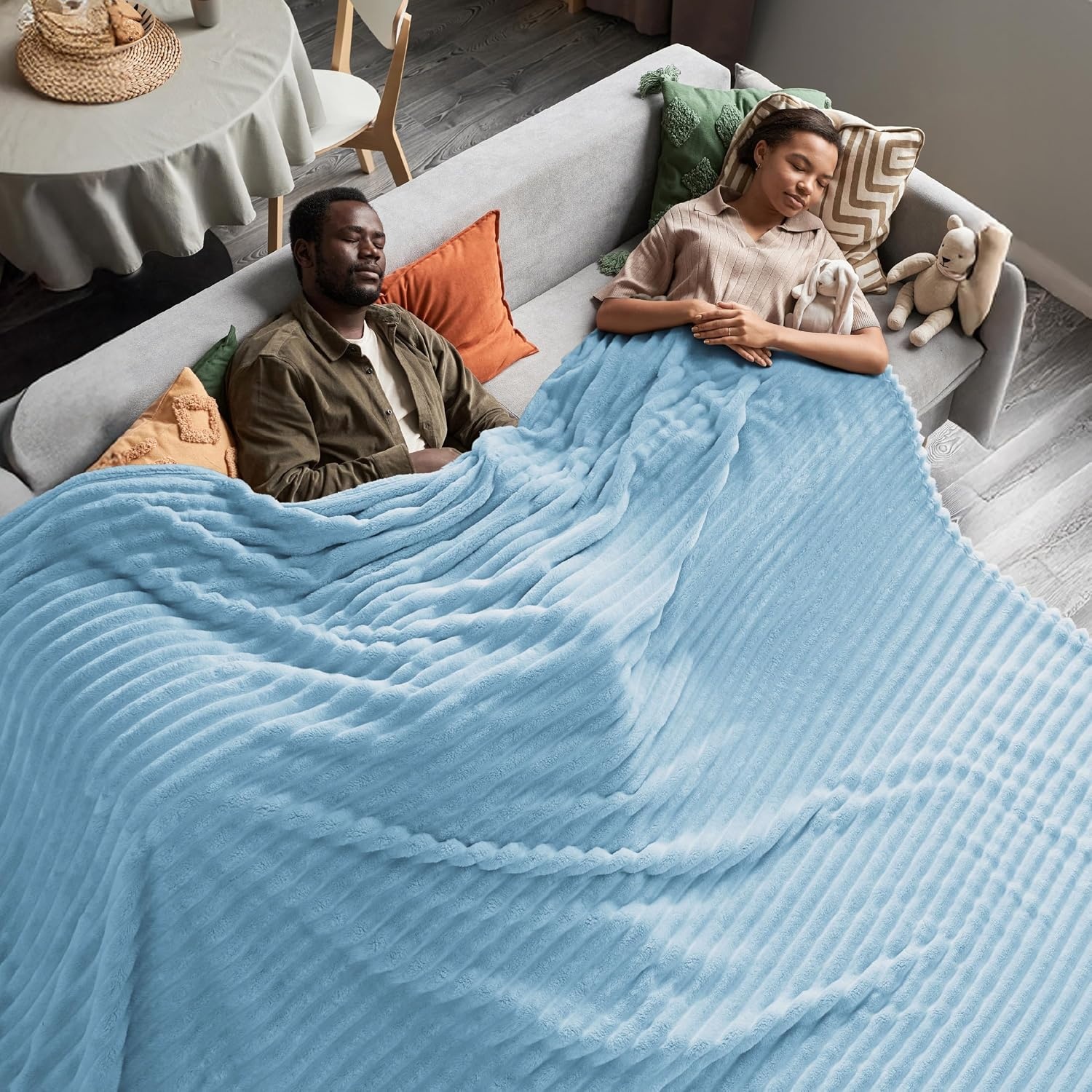 image:imageBedsure Soft Cozy Twin XL Blanket for Bed College Dorm Off White 66x90 Birthday Gifts for Women Mom Her Warm Lightweight Cozy Fluffy Throw Blanket Sofa Dorm Room Home Decor Machine WashableLight Blue