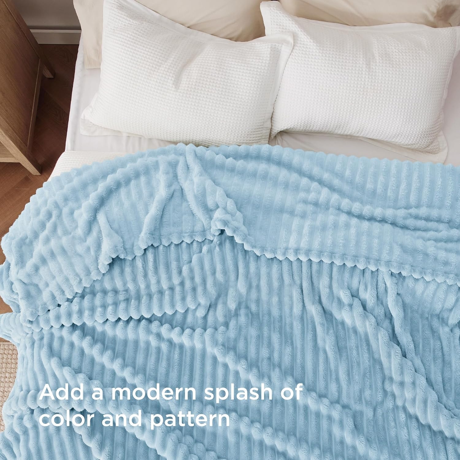 image:imageBedsure Soft Cozy Twin XL Blanket for Bed College Dorm Off White 66x90 Birthday Gifts for Women Mom Her Warm Lightweight Cozy Fluffy Throw Blanket Sofa Dorm Room Home Decor Machine WashableLight Blue