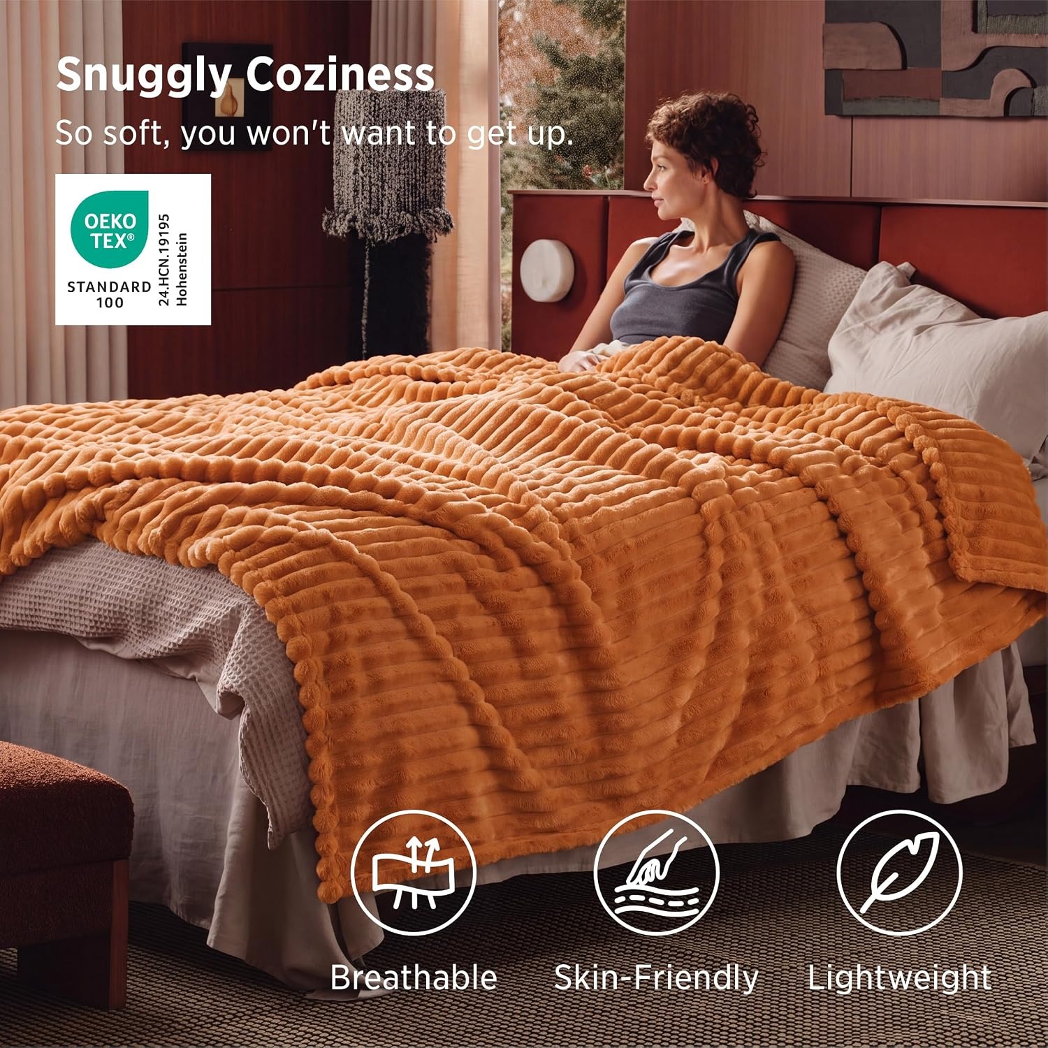 image:imageBedsure Soft Cozy Twin XL Blanket for Bed College Dorm Off White 66x90 Birthday Gifts for Women Mom Her Warm Lightweight Cozy Fluffy Throw Blanket Sofa Dorm Room Home Decor Machine WashableOrange