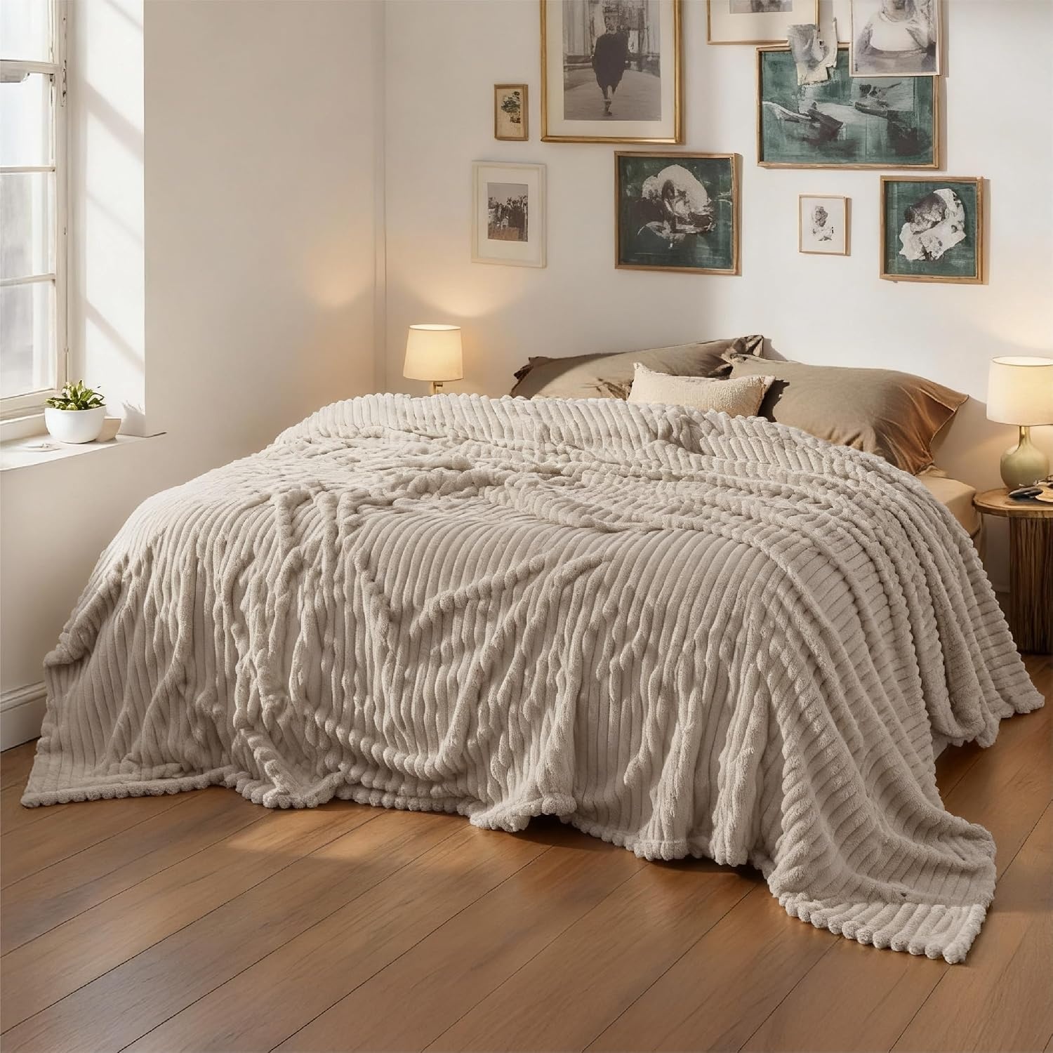 image:imageBedsure Soft Cozy Twin XL Blanket for Bed College Dorm Off White 66x90 Birthday Gifts for Women Mom Her Warm Lightweight Cozy Fluffy Throw Blanket Sofa Dorm Room Home Decor Machine WashableBeige