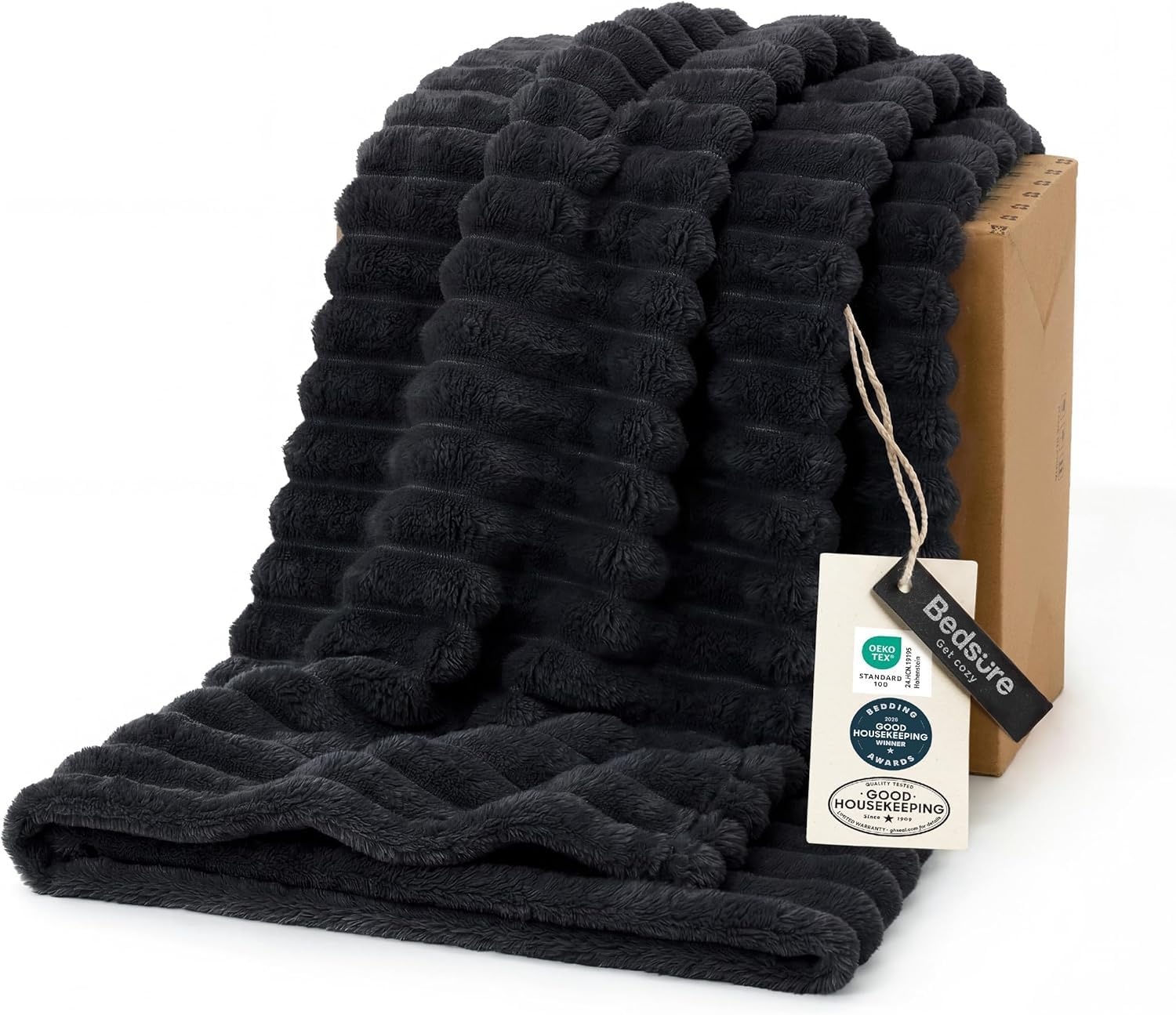 image:imageBedsure Soft Cozy Twin XL Blanket for Bed College Dorm Off White 66x90 Birthday Gifts for Women Mom Her Warm Lightweight Cozy Fluffy Throw Blanket Sofa Dorm Room Home Decor Machine WashableBlack