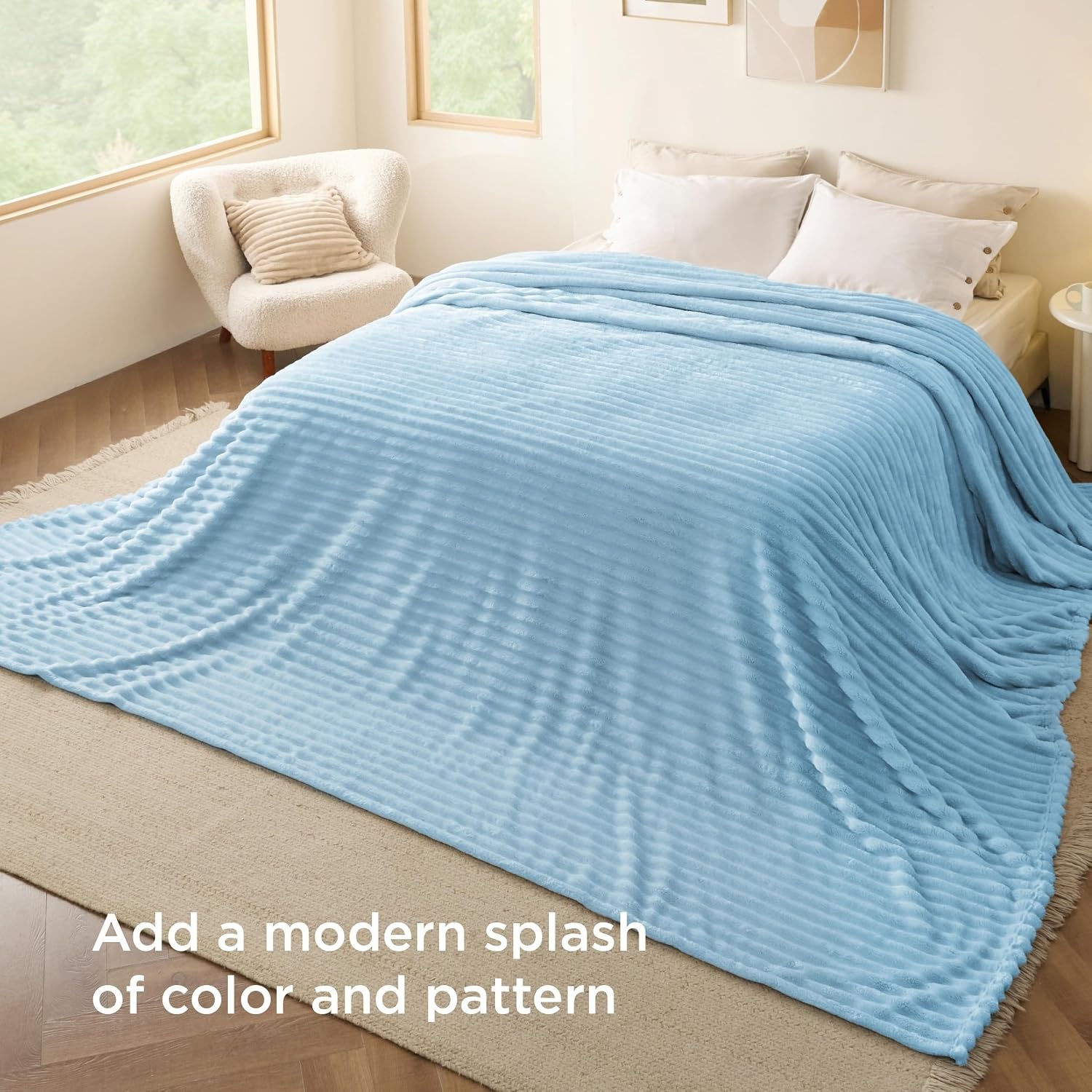 image:imageBedsure Soft Cozy Twin XL Blanket for Bed College Dorm Off White 66x90 Birthday Gifts for Women Mom Her Warm Lightweight Cozy Fluffy Throw Blanket Sofa Dorm Room Home Decor Machine WashableLight Blue