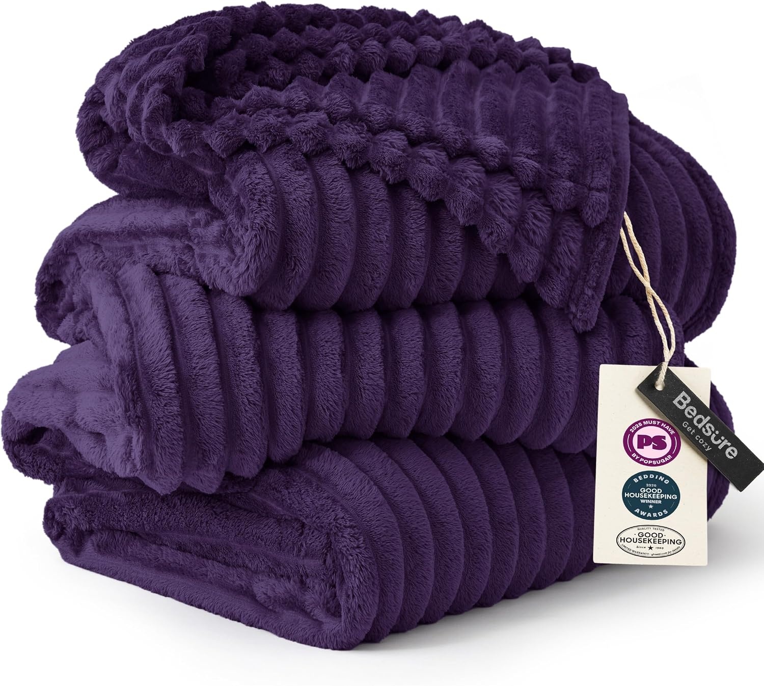 image:imageBedsure Soft Cozy Twin XL Blanket for Bed College Dorm Off White 66x90 Birthday Gifts for Women Mom Her Warm Lightweight Cozy Fluffy Throw Blanket Sofa Dorm Room Home Decor Machine WashablePurple