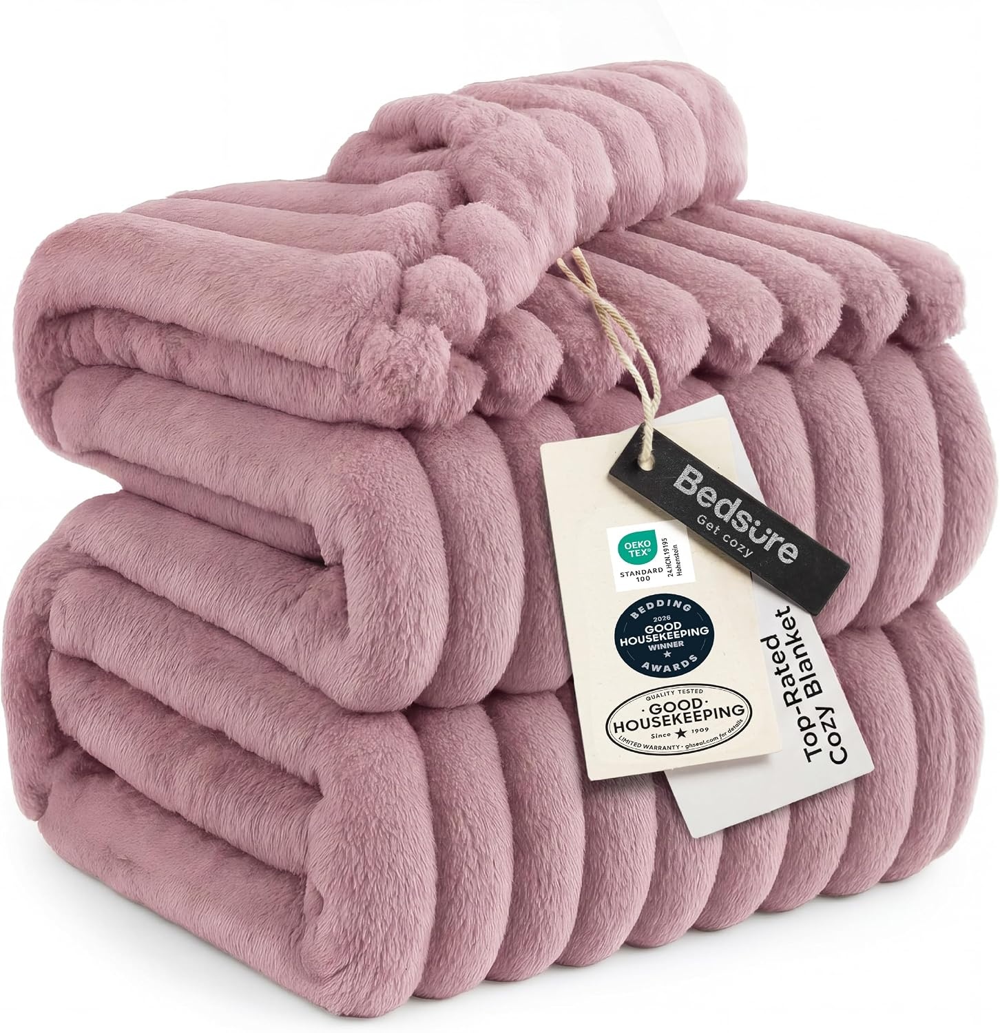 image:imageBedsure Soft Cozy Twin XL Blanket for Bed College Dorm Off White 66x90 Birthday Gifts for Women Mom Her Warm Lightweight Cozy Fluffy Throw Blanket Sofa Dorm Room Home Decor Machine WashablePink