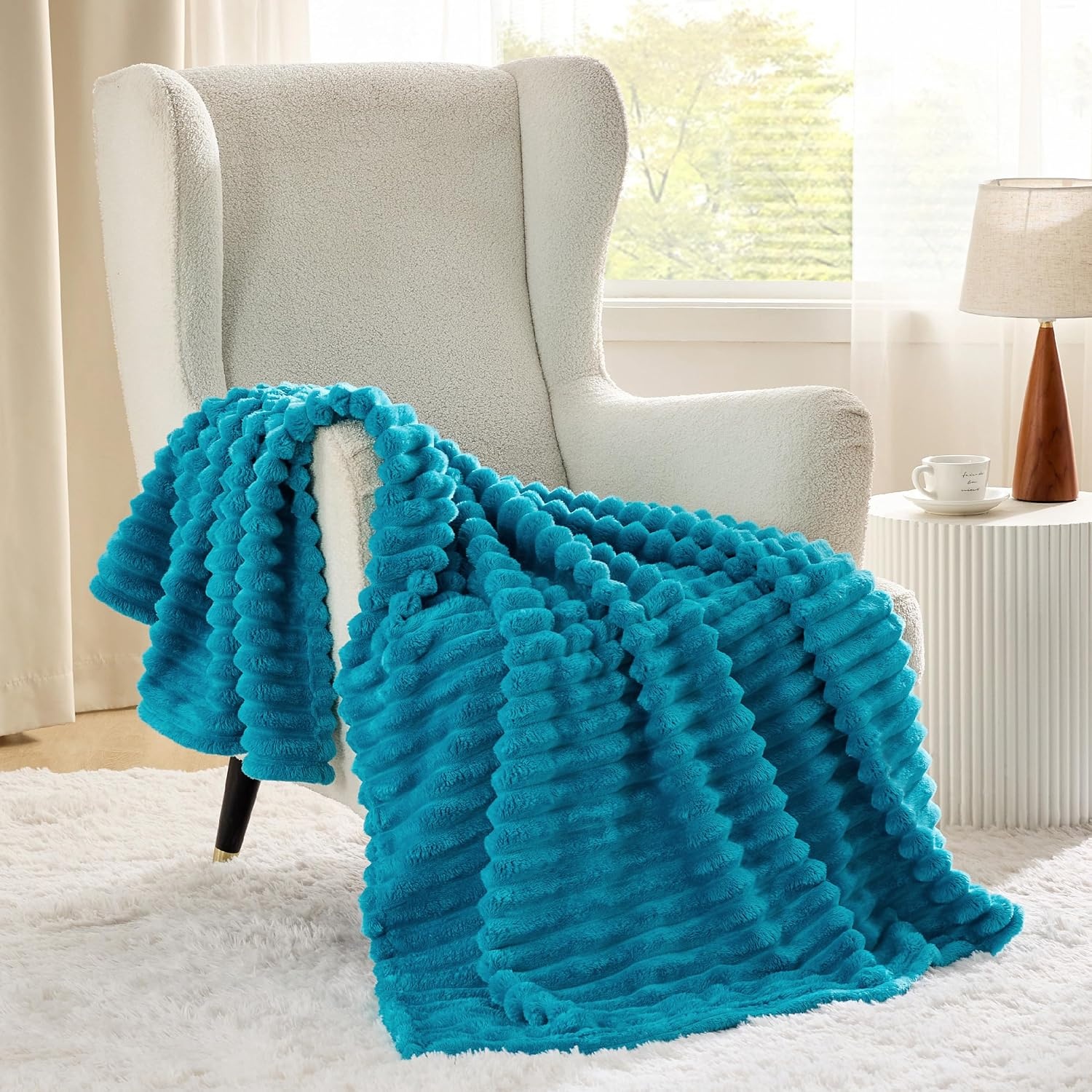 image:imageBedsure Soft Cozy Twin XL Blanket for Bed College Dorm Off White 66x90 Birthday Gifts for Women Mom Her Warm Lightweight Cozy Fluffy Throw Blanket Sofa Dorm Room Home Decor Machine WashableTeal