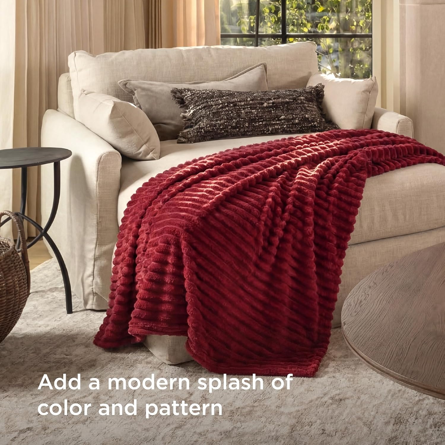 image:imageBedsure Soft Cozy Twin XL Blanket for Bed College Dorm Off White 66x90 Birthday Gifts for Women Mom Her Warm Lightweight Cozy Fluffy Throw Blanket Sofa Dorm Room Home Decor Machine WashableRed