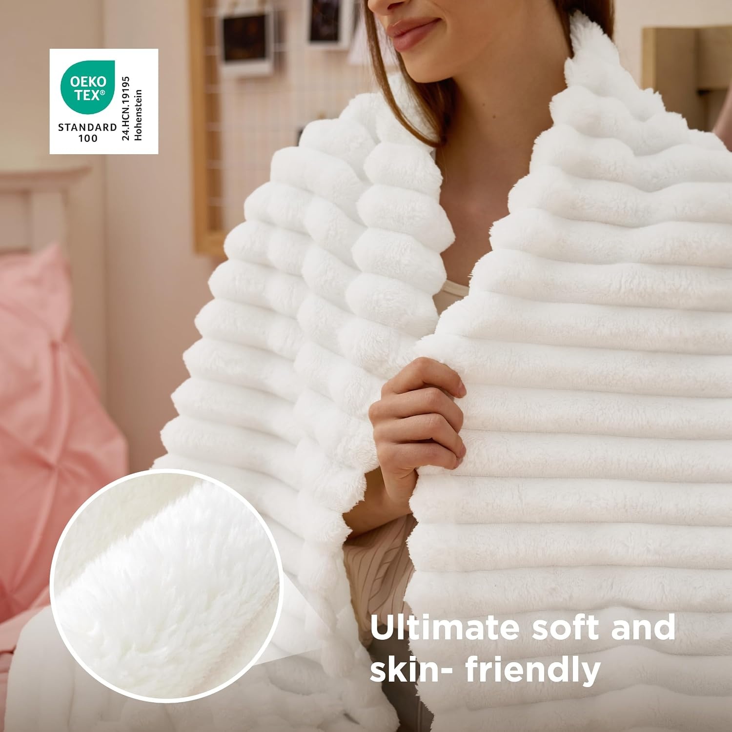 image:imageBedsure Soft Cozy Twin XL Blanket for Bed College Dorm Off White 66x90 Birthday Gifts for Women Mom Her Warm Lightweight Cozy Fluffy Throw Blanket Sofa Dorm Room Home Decor Machine WashableOff White